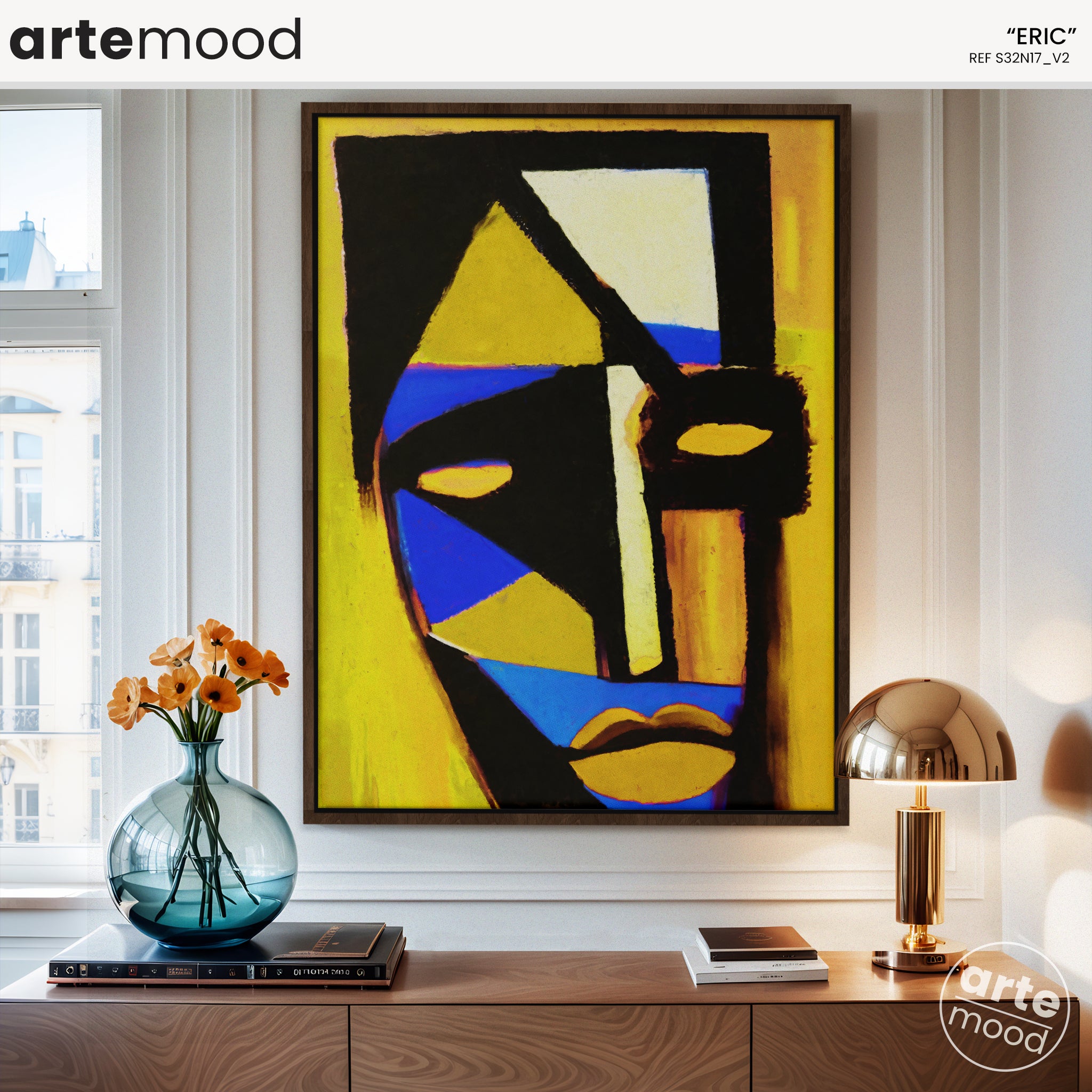 Man Artwork Print - Portrait Expressive Art Print - Cubist Man, Portrait Art, Face, Wall Art Print