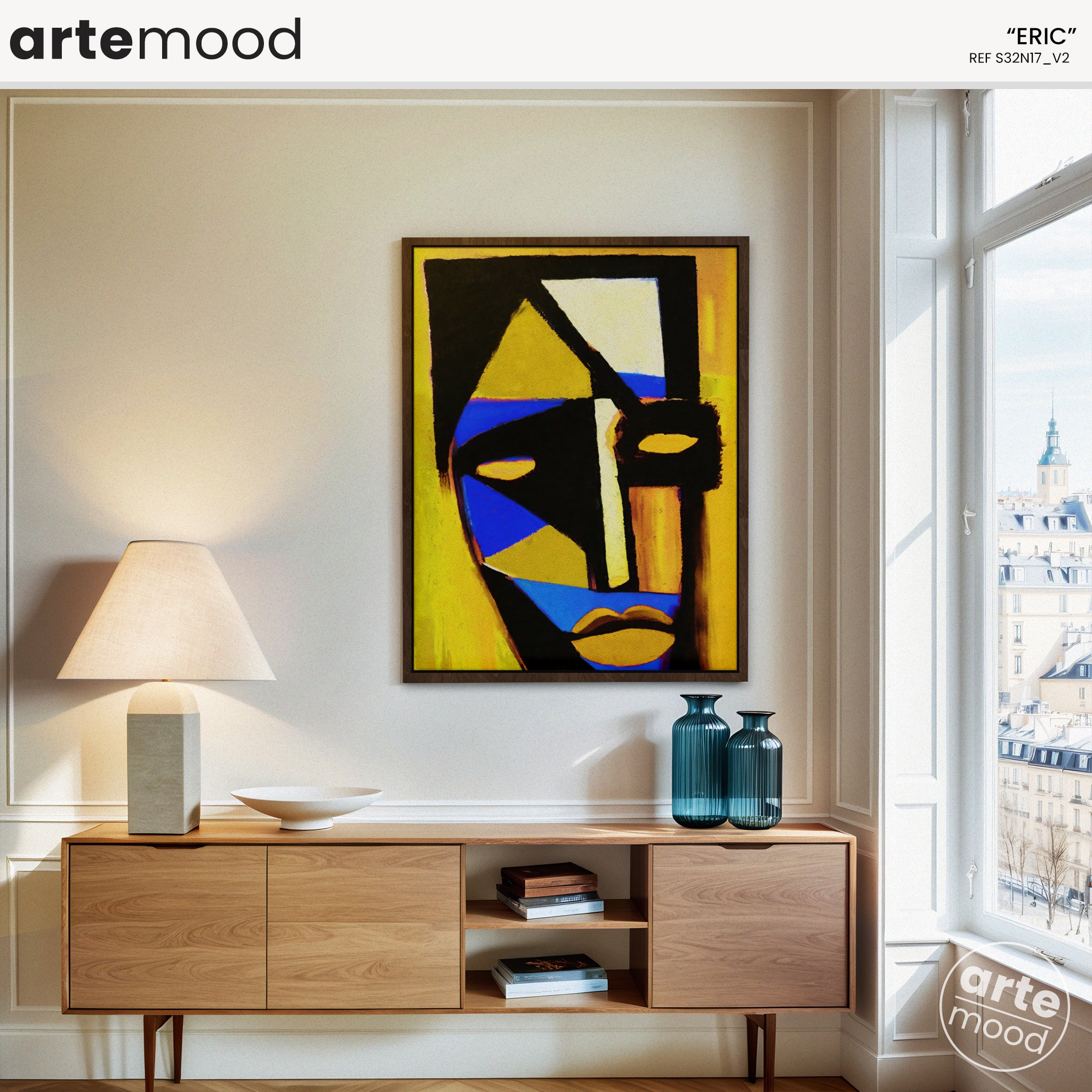 Man Artwork Print - Portrait Expressive Art Print - Cubist Man, Portrait Art, Face, Wall Art Print