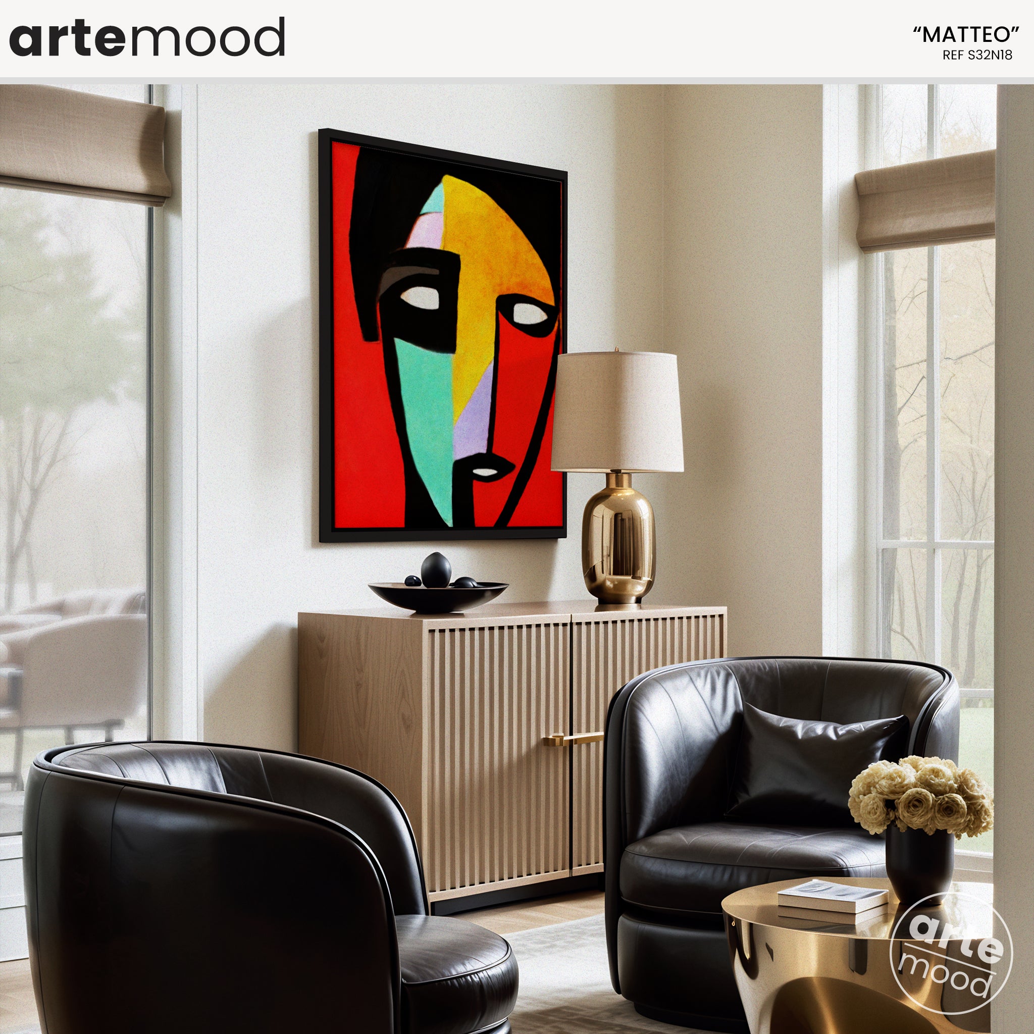 Man Artwork Print - Expressive Portrait Inspired Art Print - Face Red Color Yellow Turquoise Loft Art Contemporary