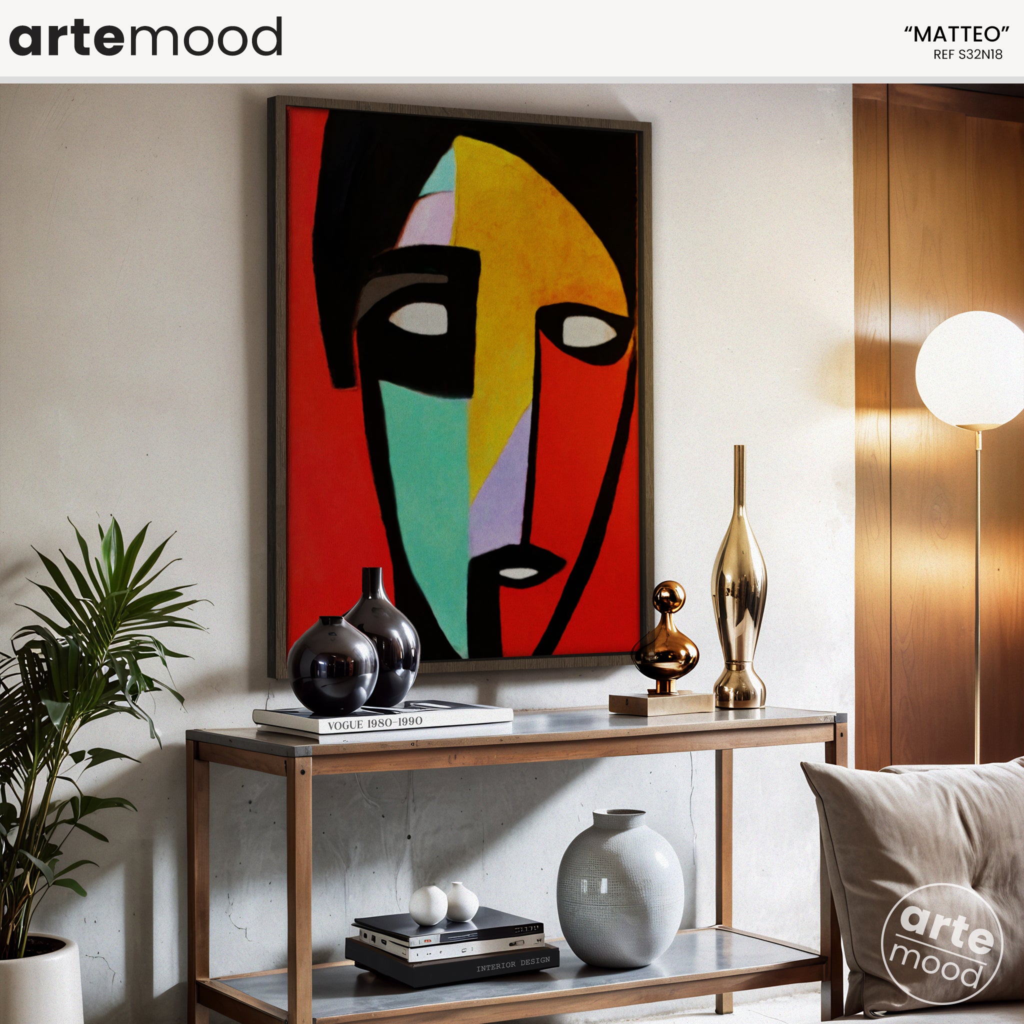 Man Artwork Print - Expressive Portrait Inspired Art Print - Face Red Color Yellow Turquoise Loft Art Contemporary