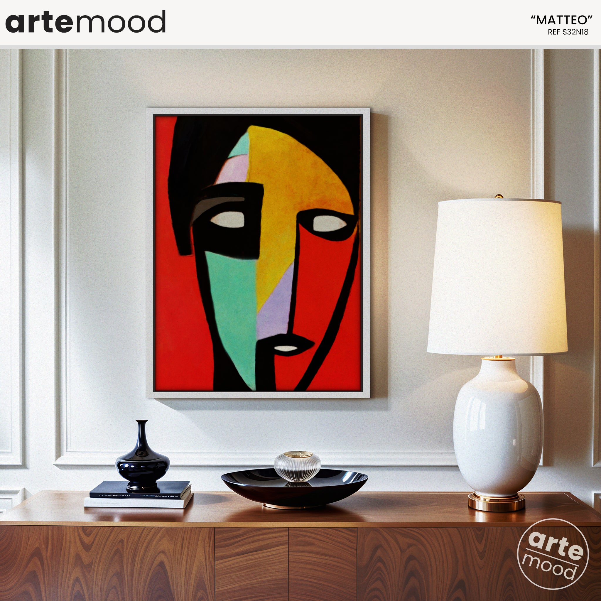 Man Artwork Print - Expressive Portrait Inspired Art Print - Face Red Color Yellow Turquoise Loft Art Contemporary