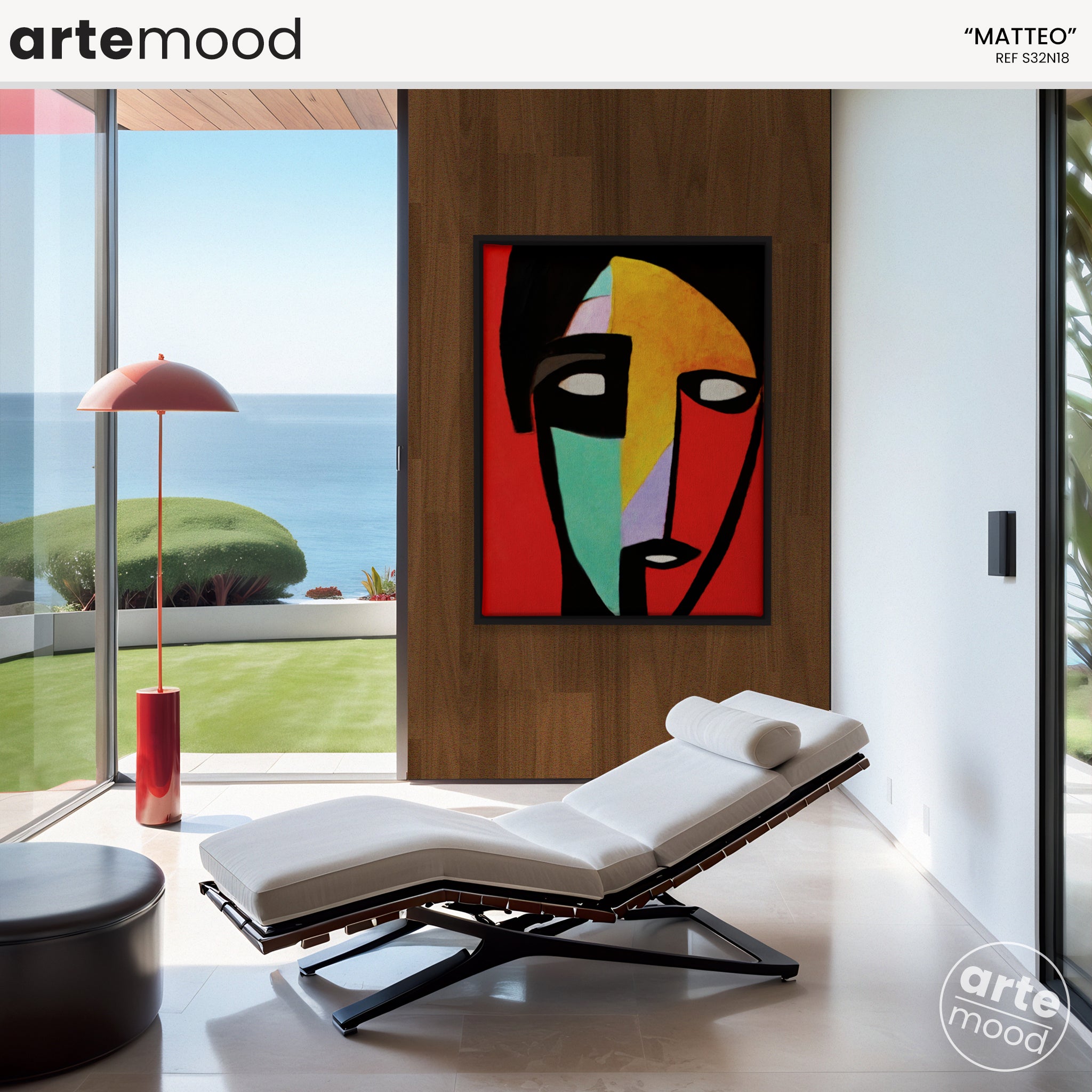 Man Artwork Print - Expressive Portrait Inspired Art Print - Face Red Color Yellow Turquoise Loft Art Contemporary