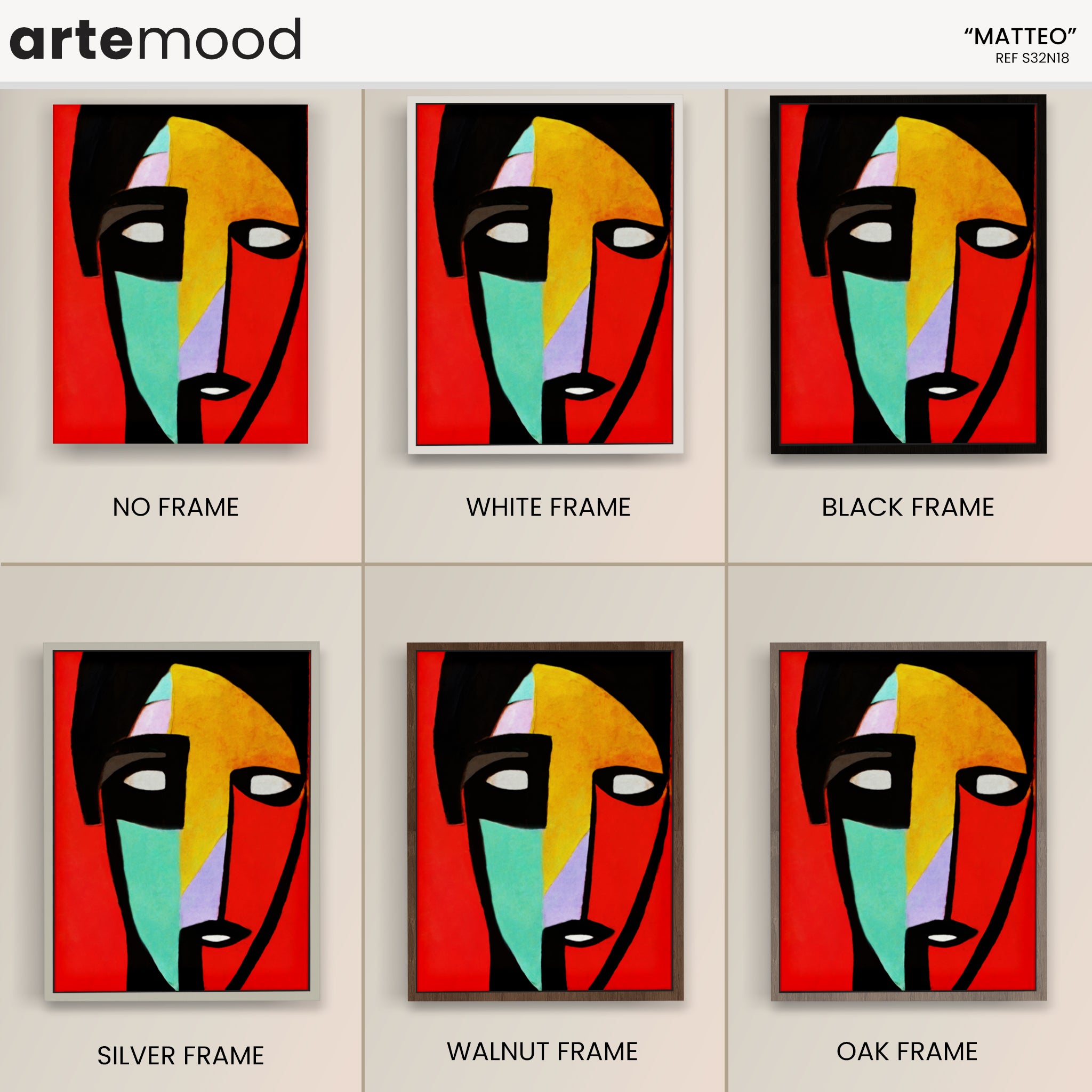 Man Artwork Print - Expressive Portrait Inspired Art Print - Face Red Color Yellow Turquoise Loft Art Contemporary