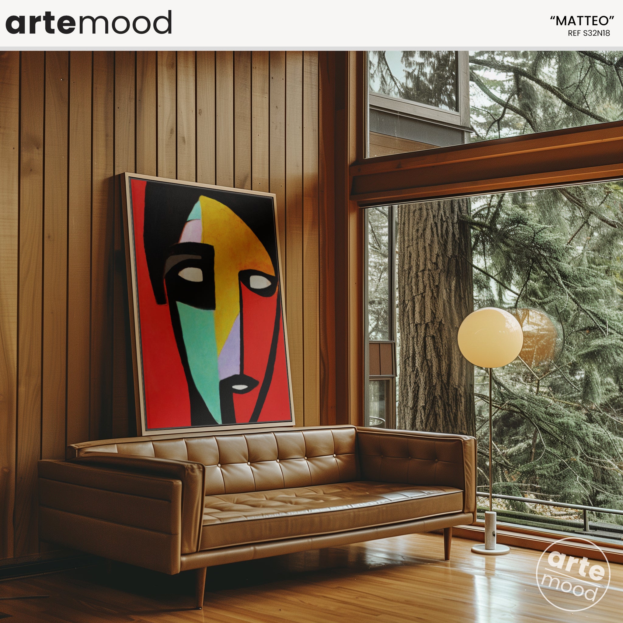 Man Artwork Print - Expressive Portrait Inspired Art Print - Face Red Color Yellow Turquoise Loft Art Contemporary