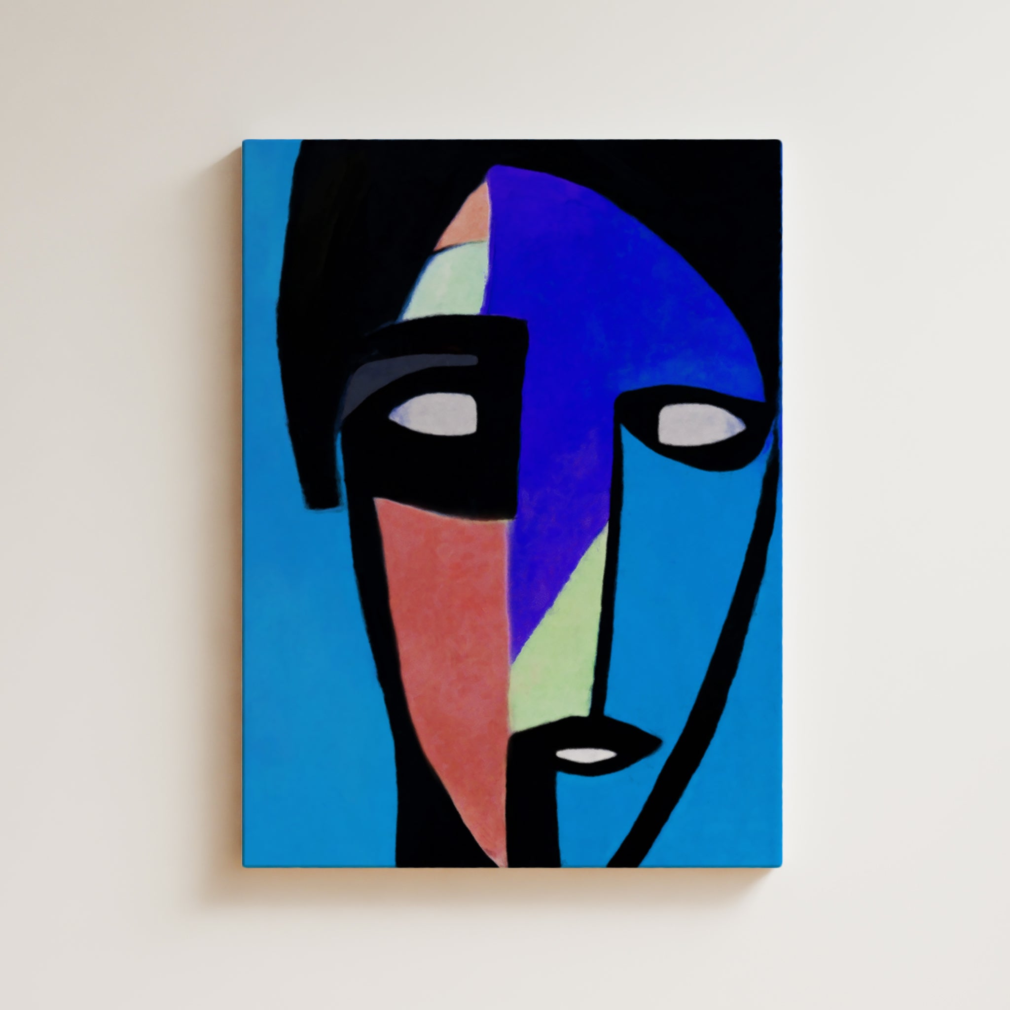 Man Artwork Print - Expressive Portrait Art Print - Contemporary Portrait, Face, Blue, Geometric