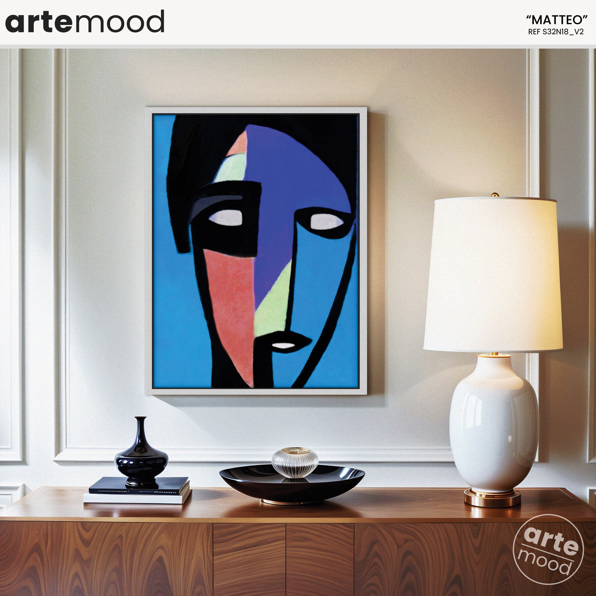 Man Artwork Print - Expressive Portrait Art Print - Contemporary Portrait, Face, Blue, Geometric