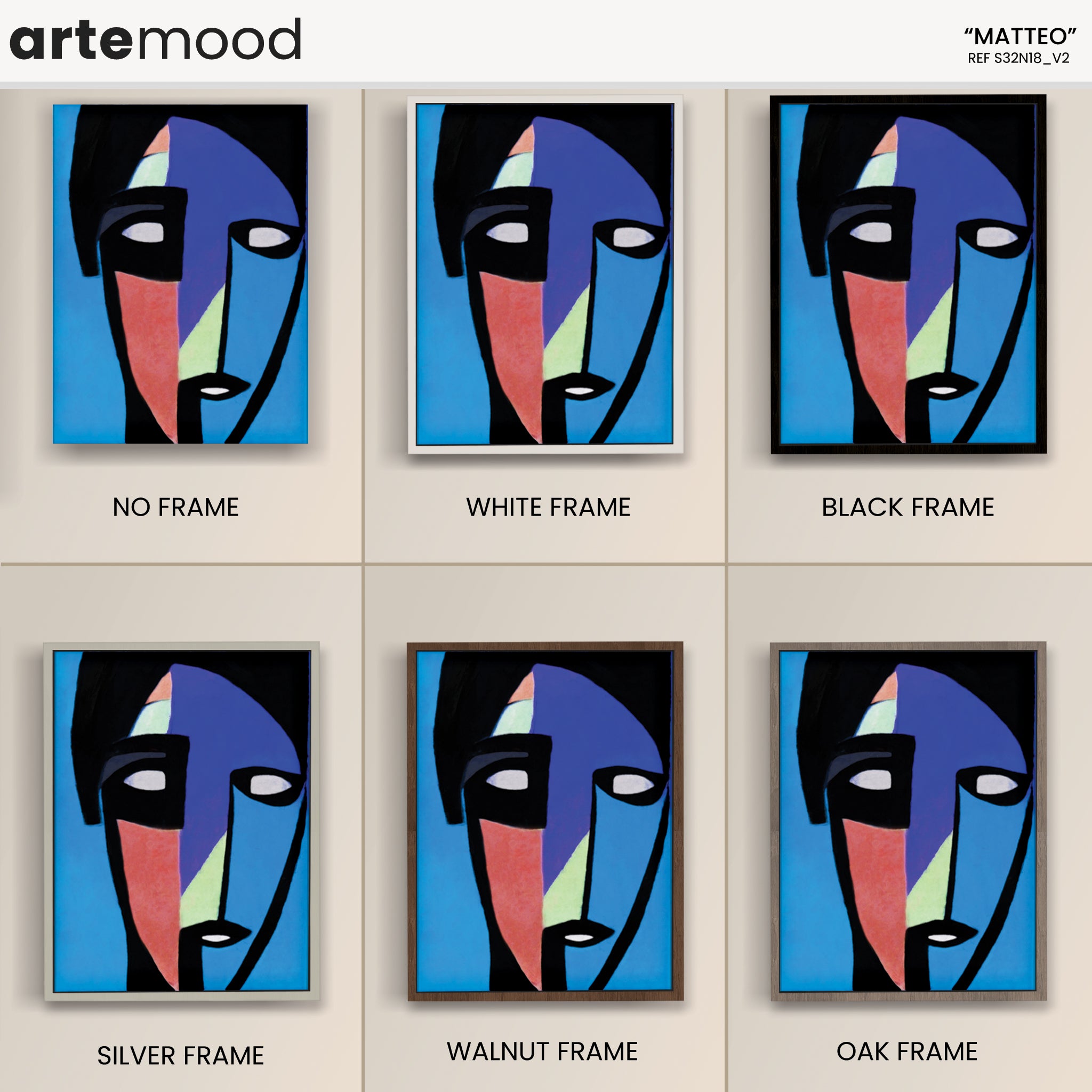 Man Artwork Print - Expressive Portrait Art Print - Contemporary Portrait, Face, Blue, Geometric