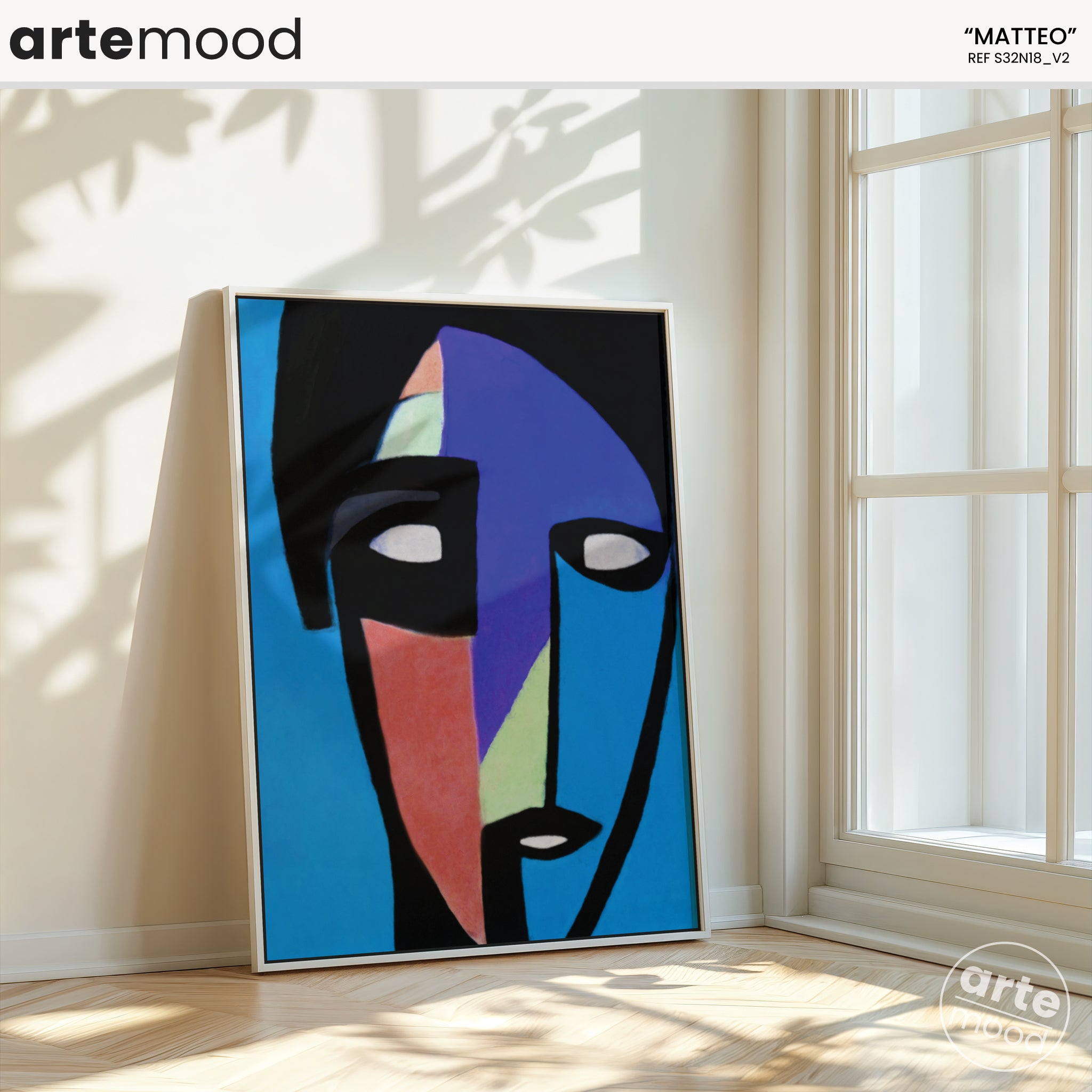 Man Artwork Print - Expressive Portrait Art Print - Contemporary Portrait, Face, Blue, Geometric