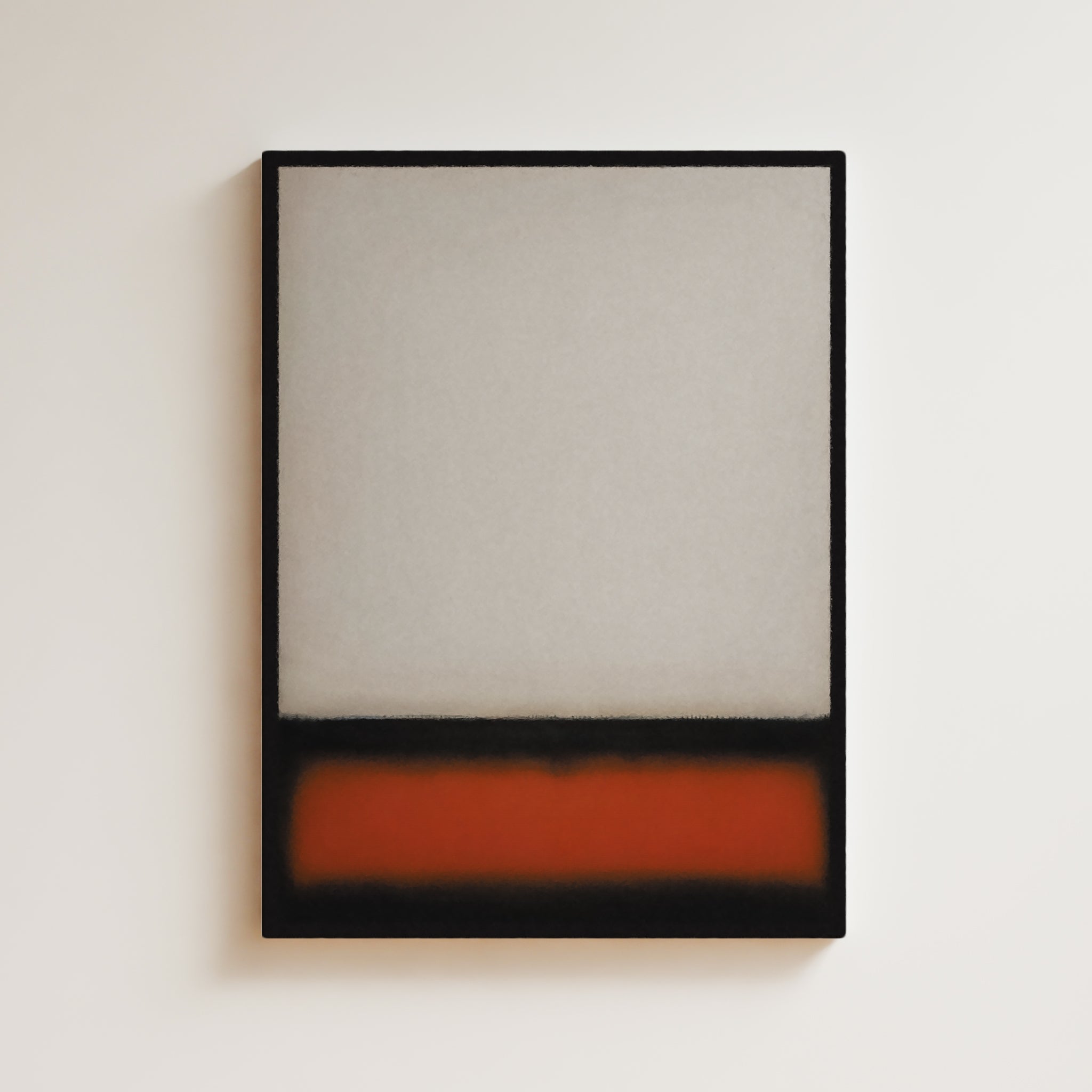 Color Field Artwork Print On Canvas - Minimalist, Zen, White, Black, Orange, Contemporary