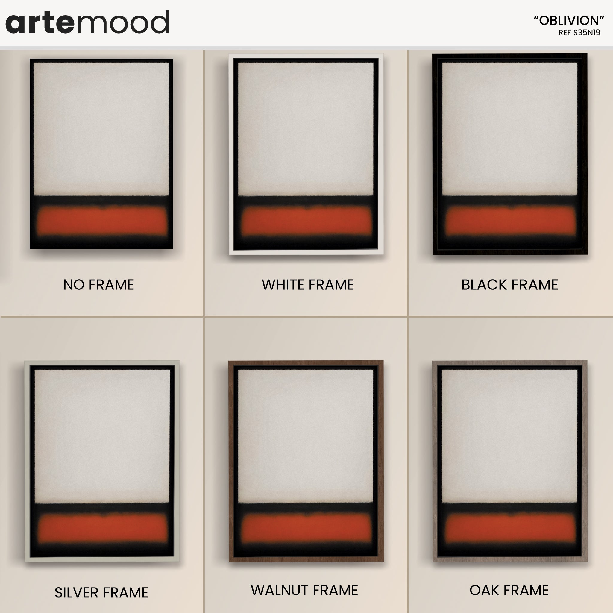 Color Field Artwork Print On Canvas - Minimalist, Zen, White, Black, Orange, Contemporary