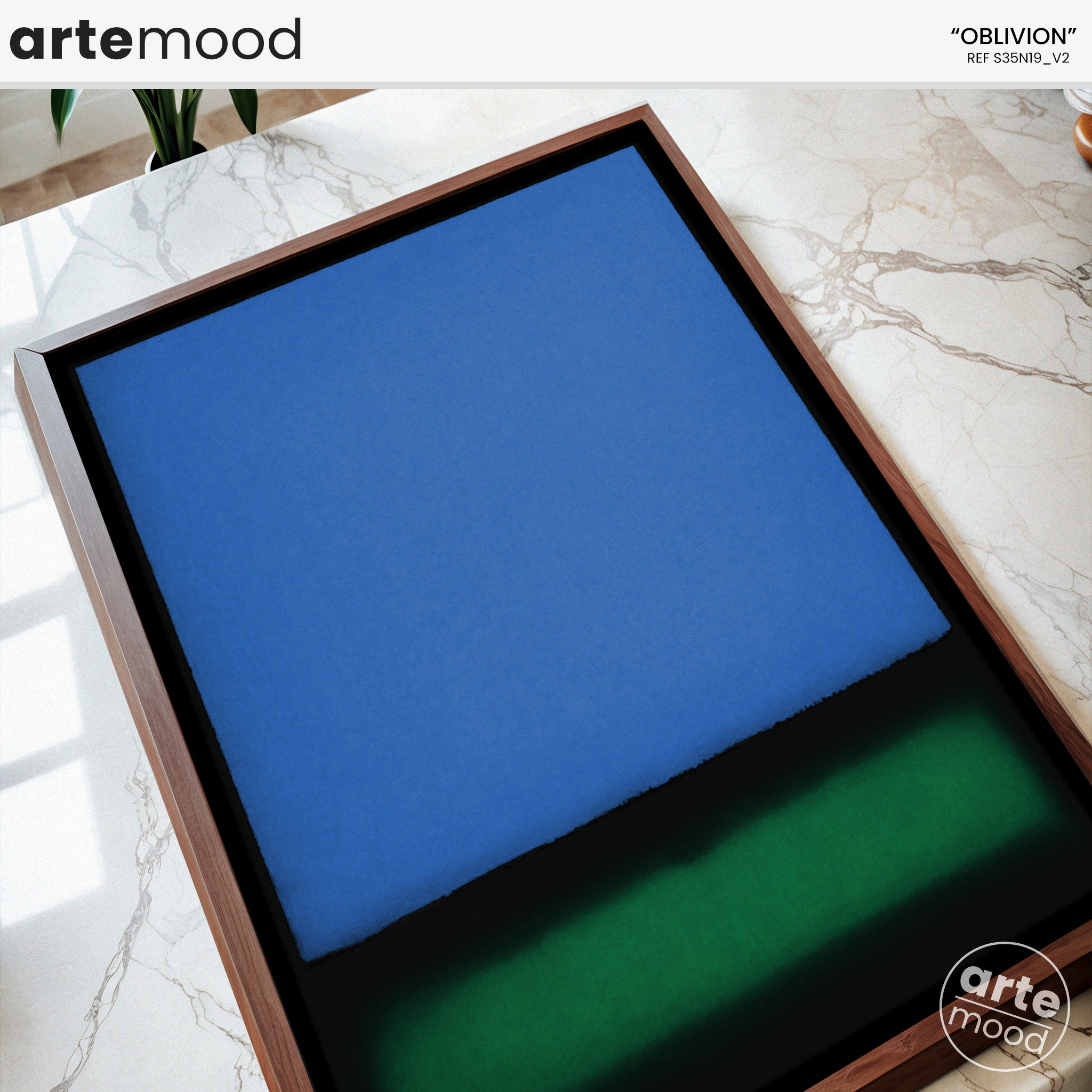 Color Field Artwork Print On Canvas - Minimalist, Zen, Blue, Green, Black, Minimal Wall Art Rothko Style