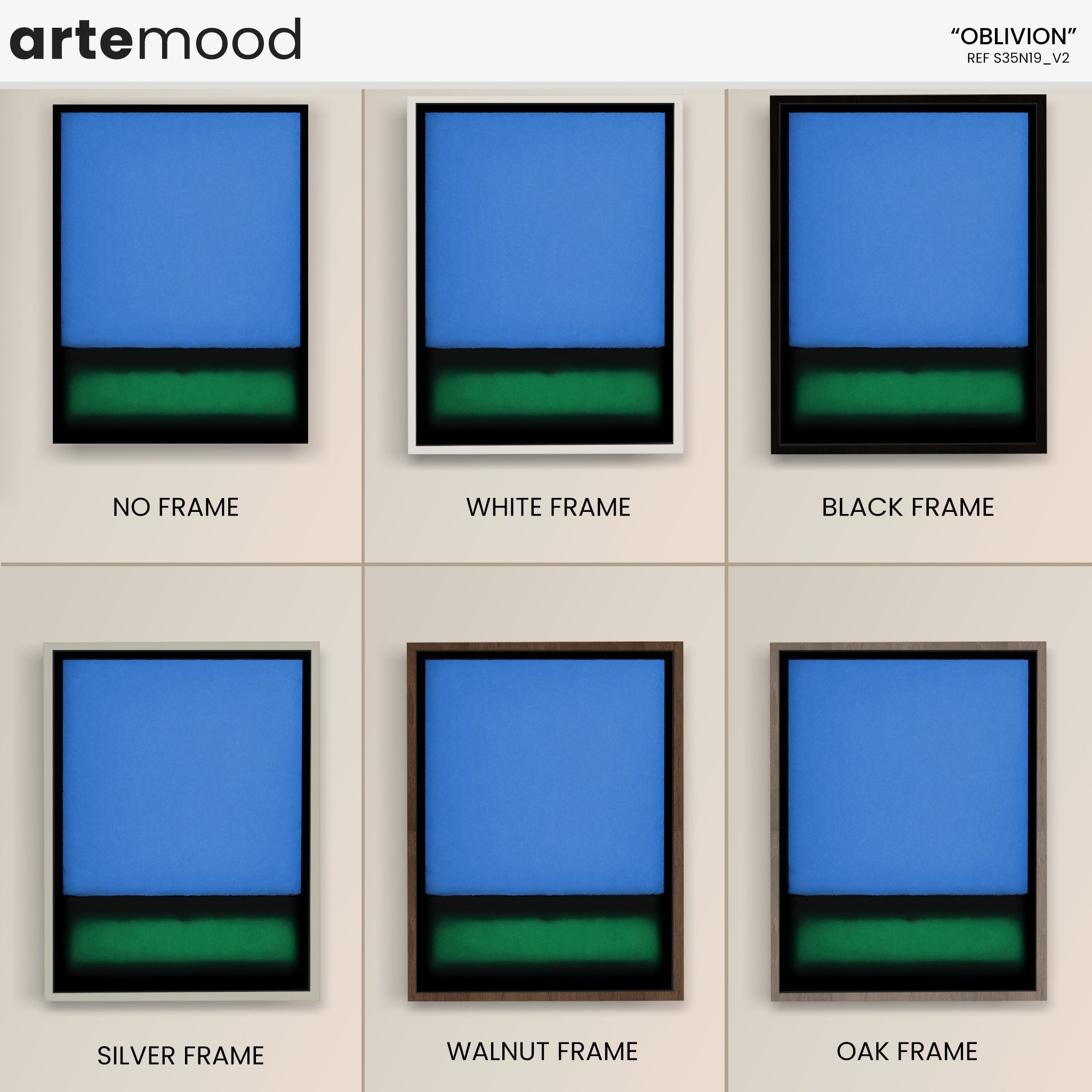 Color Field Artwork Print On Canvas - Minimalist, Zen, Blue, Green, Black, Minimal Wall Art Rothko Style