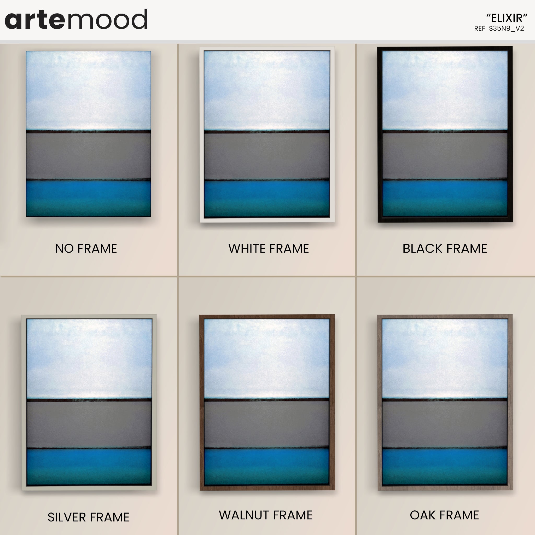 Color Field Artwork Print On Canvas - Minimalist, Zen, White, Blue, Grey, Mark Rothko Style Wall Art Framed