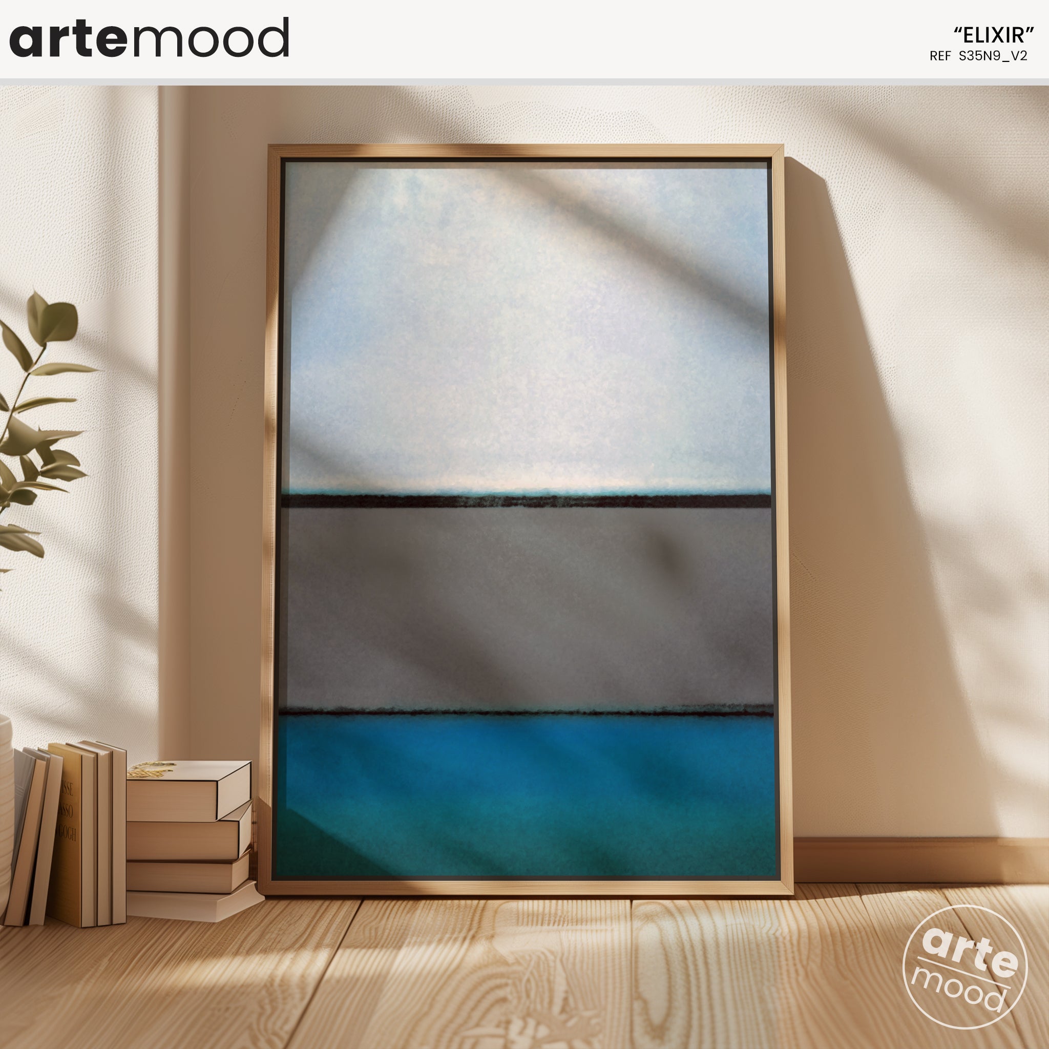 Color Field Artwork Print On Canvas - Minimalist, Zen, White, Blue, Grey, Mark Rothko Style Wall Art Framed