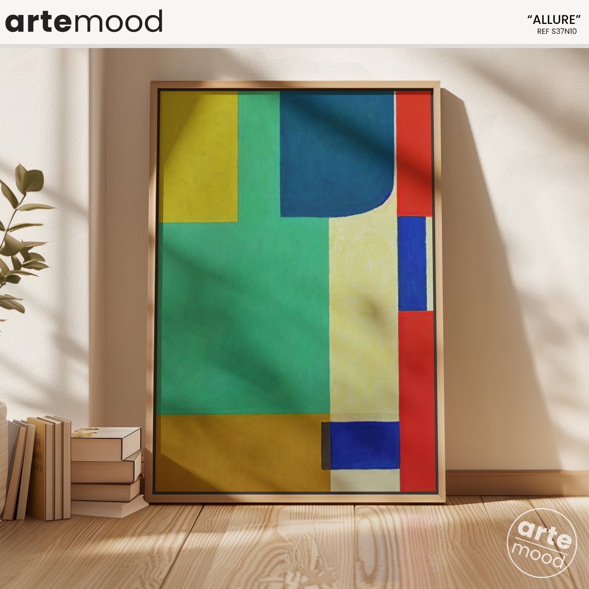 Abstract Artwork Print On Canvas - Minimalist Geometric Modern Art - Green, Red, Blue, Contemporary Chic Art Composition