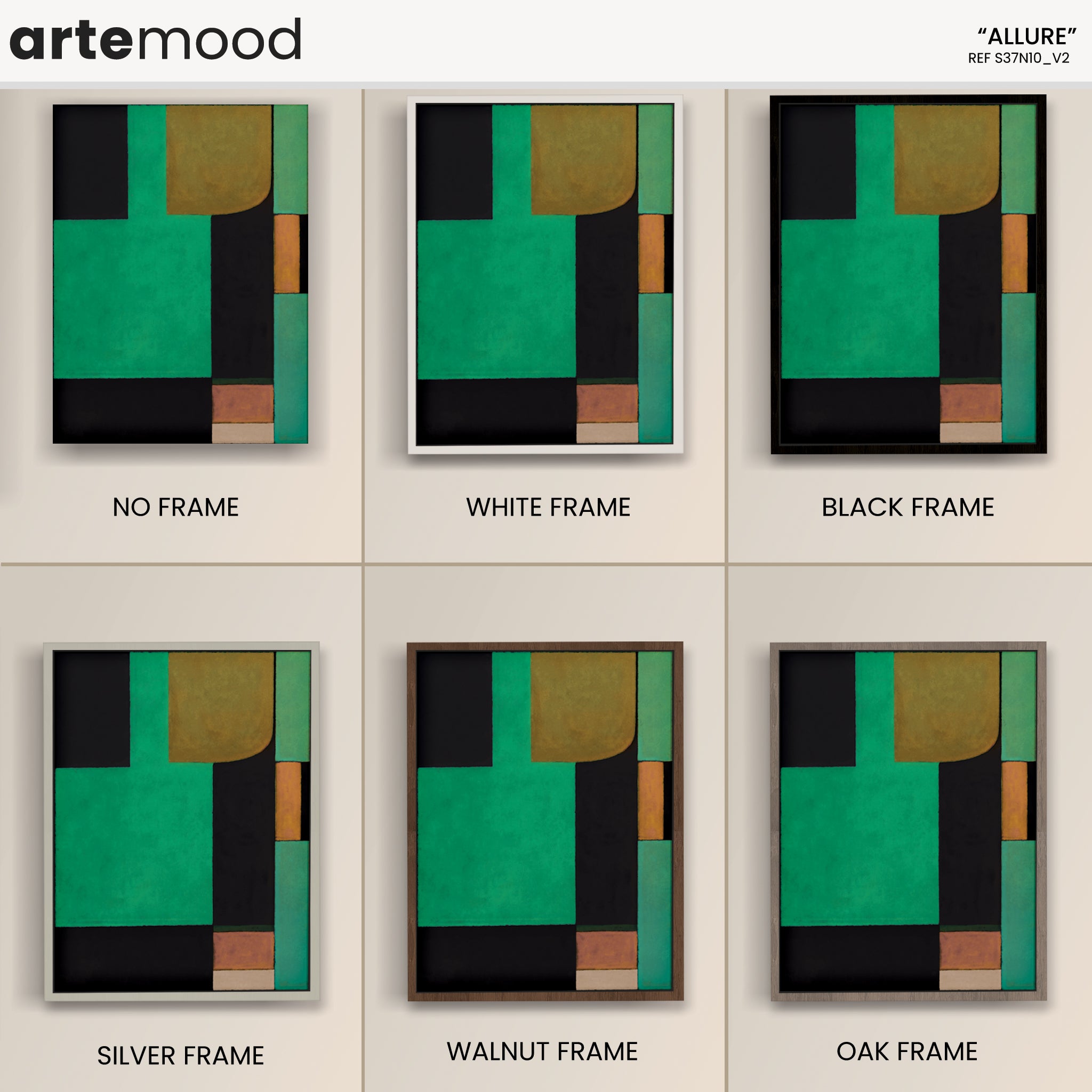 Abstract Artwork Print On Canvas - Minimalist Geometric Modern Art - Orange, Green, Black