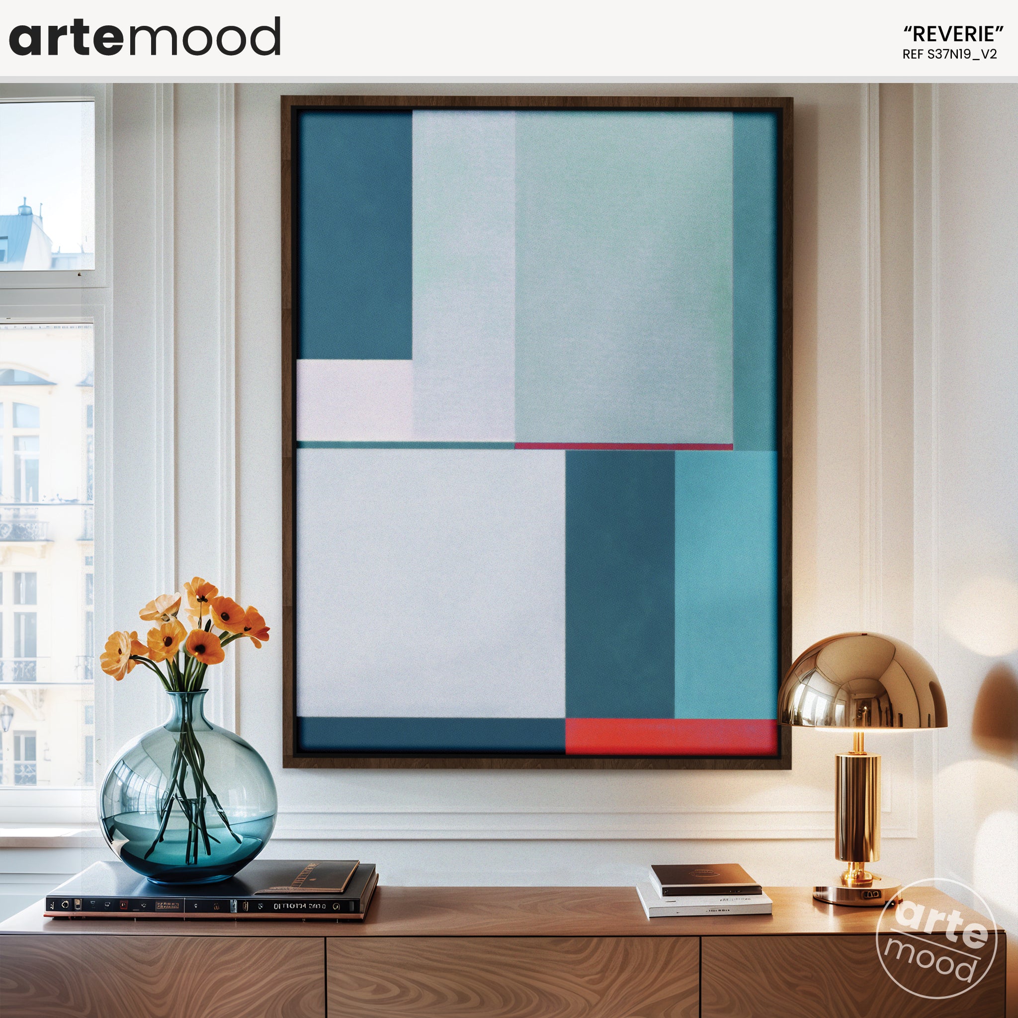 Abstract Artwork Print - Modern Art Canvas - Soft Tones Blue, Contemporary, Geometric Art