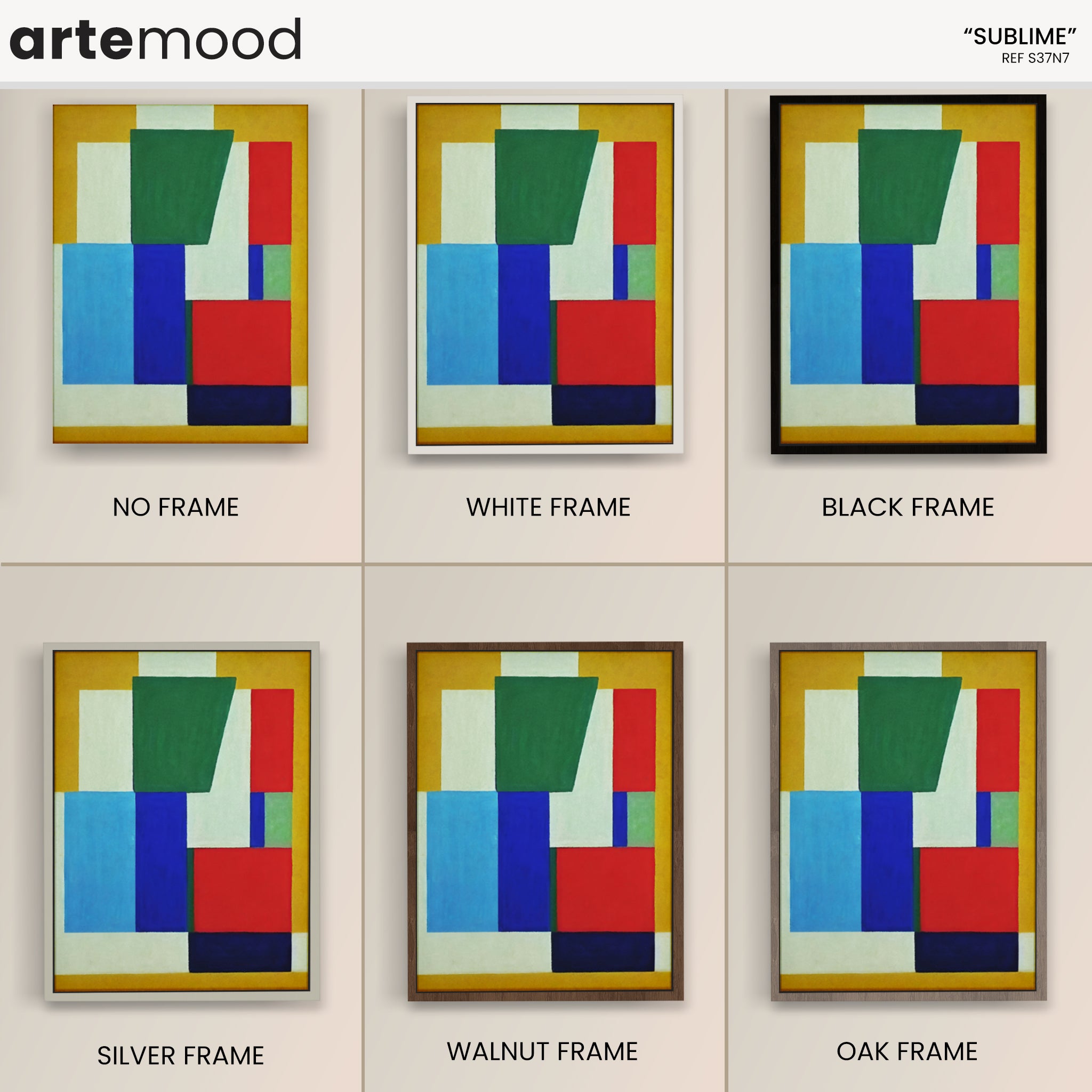 Abstract Artwork Print - Modern Art Canvas - Vibrant Color Art, Geometric, Red, Blue, Yellow