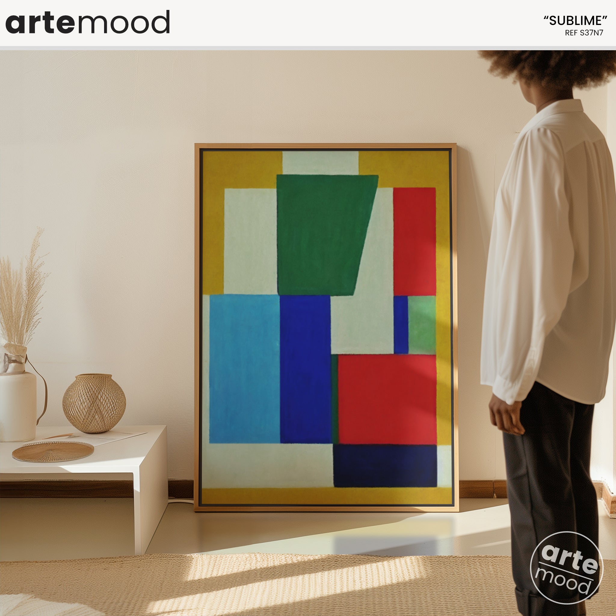 Abstract Artwork Print - Modern Art Canvas - Vibrant Color Art, Geometric, Red, Blue, Yellow