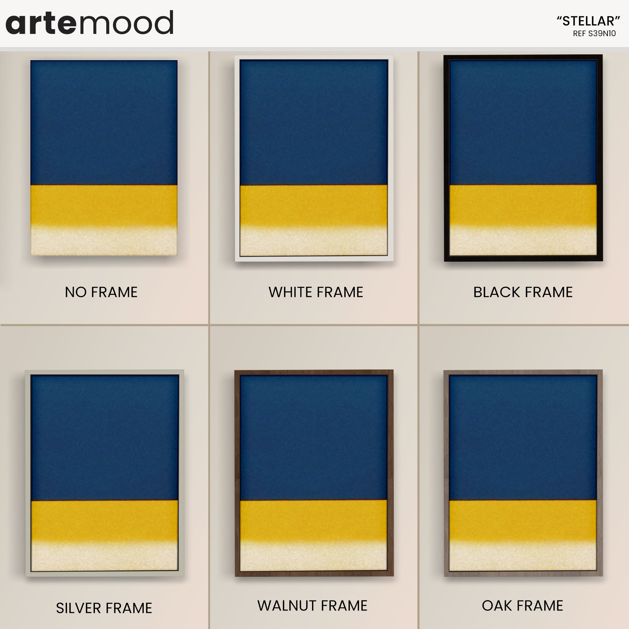 Color Field Artwork Print On Canvas - Minimalist, Blue, Yellow, White, Vibrant Art, Golden Wall Framed