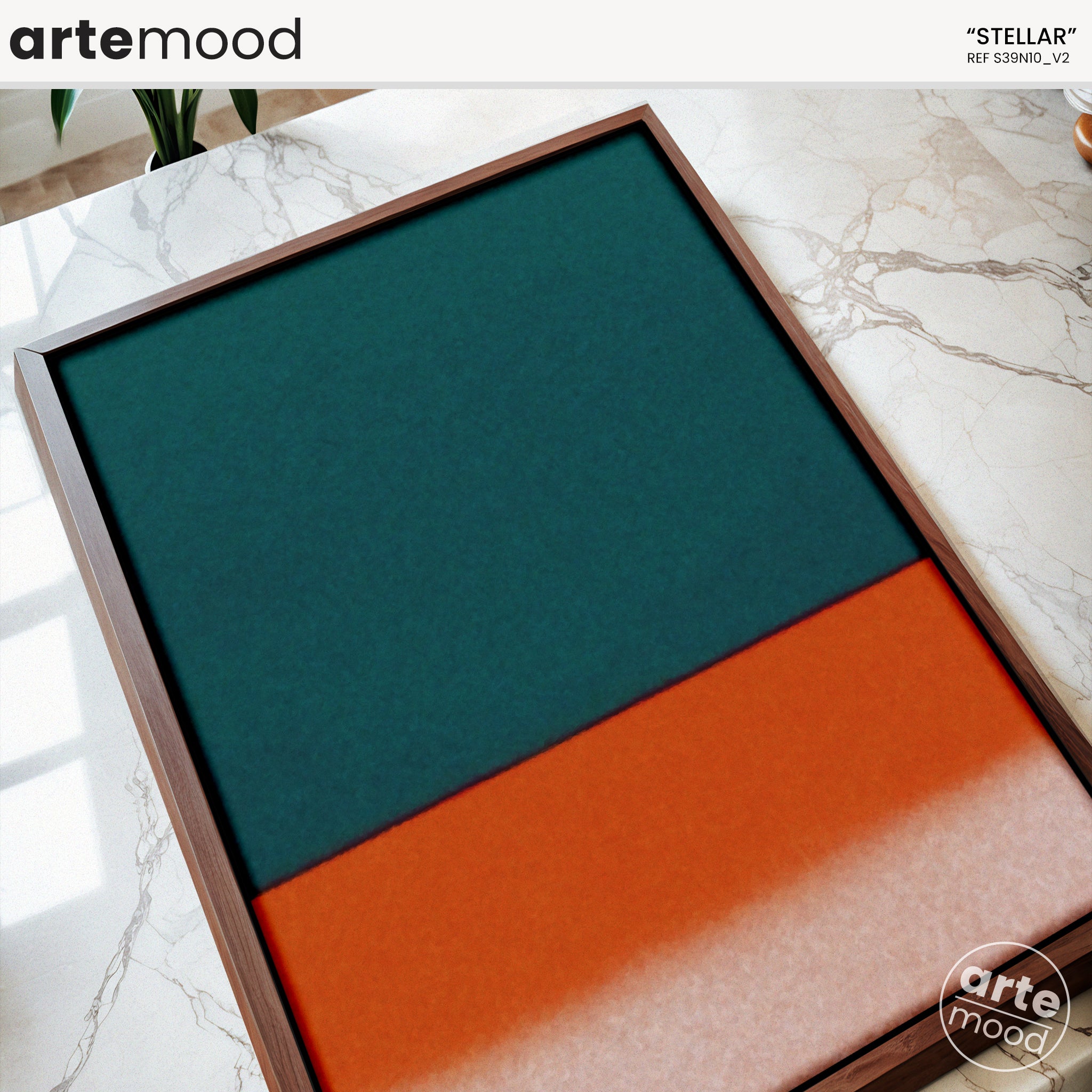 Color Field Artwork Print On Canvas - Minimalist, Zen, Green, Orange, White, Organic Vibrant Rothko Style