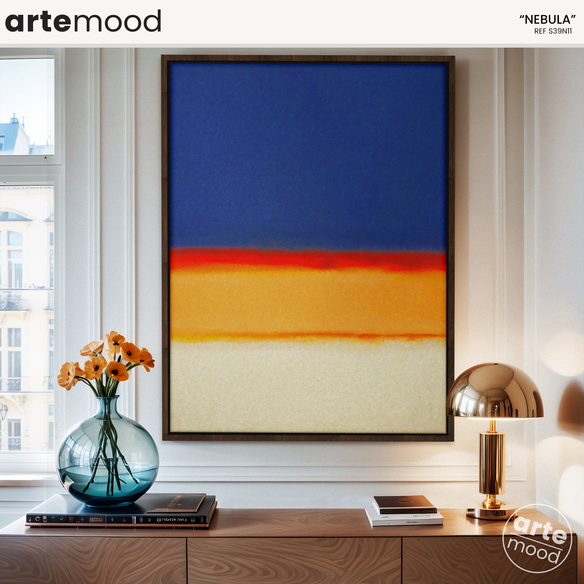 Color Field Artwork Print On Canvas - Minimalist, Zen, Blue, Orange, White, Vibrant, Chic Rothko Style Wall Art