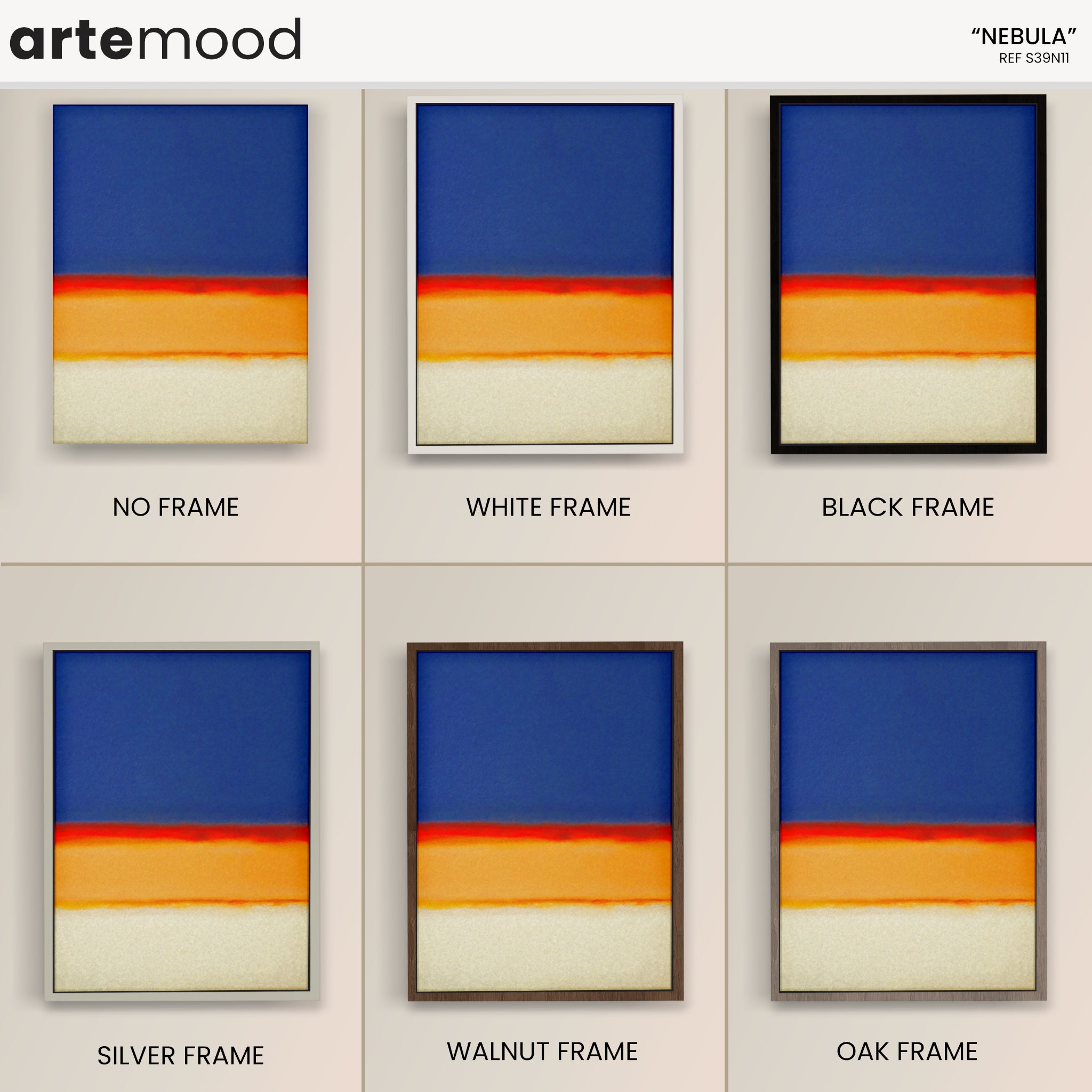 Color Field Artwork Print On Canvas - Minimalist, Zen, Blue, Orange, White, Vibrant, Chic Rothko Style Wall Art