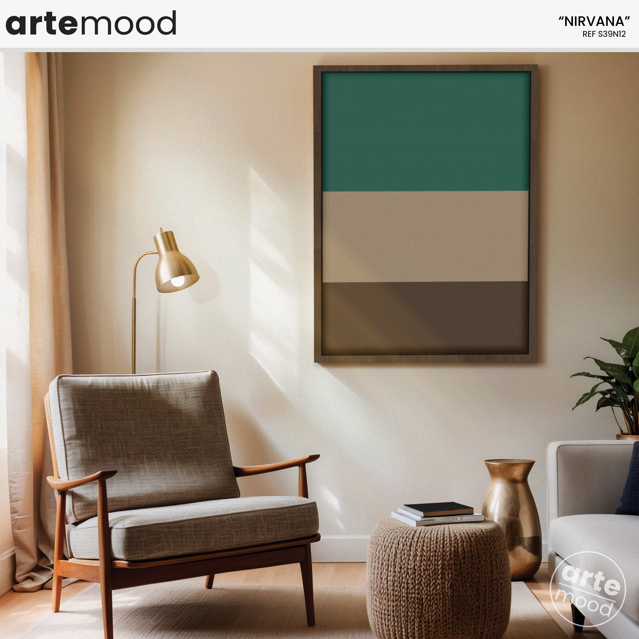 Color Field Artwork Print On Canvas - Minimalist, Zen,Green, Beige, Brown, Pastel, Calm, Nature