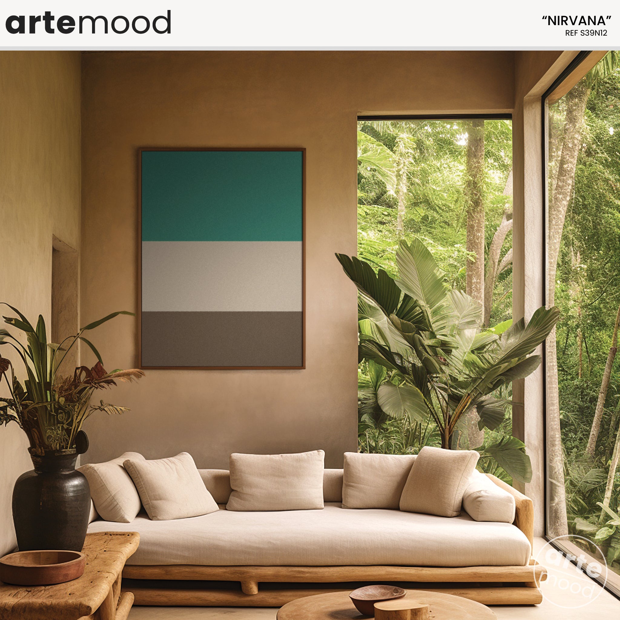 Color Field Artwork Print On Canvas - Minimalist, Zen,Green, Beige, Brown, Pastel, Calm, Nature