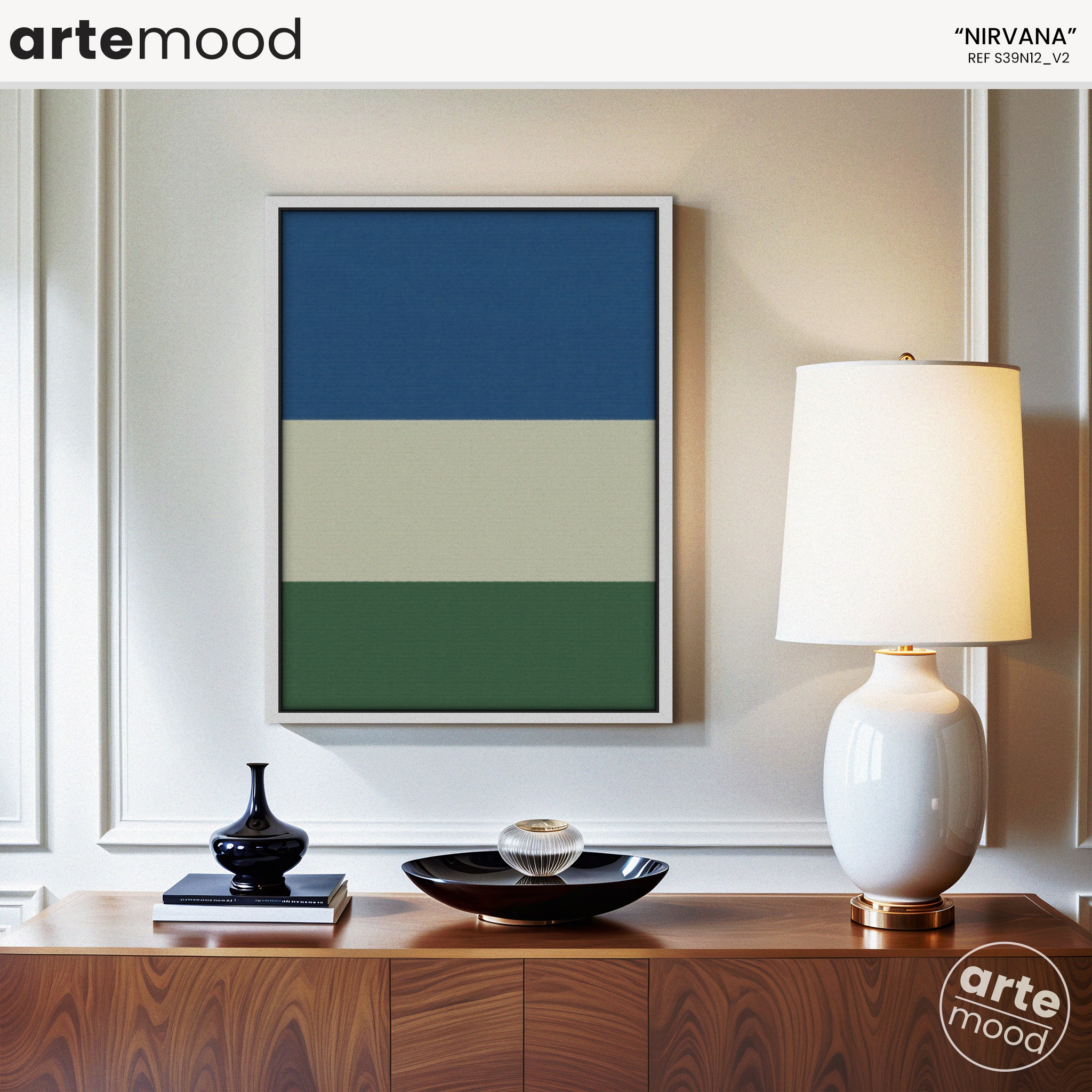 Color Field Artwork Print On Canvas - Minimalist, Zen, Blue, White, Green, Rothko Style Wall Art Decor