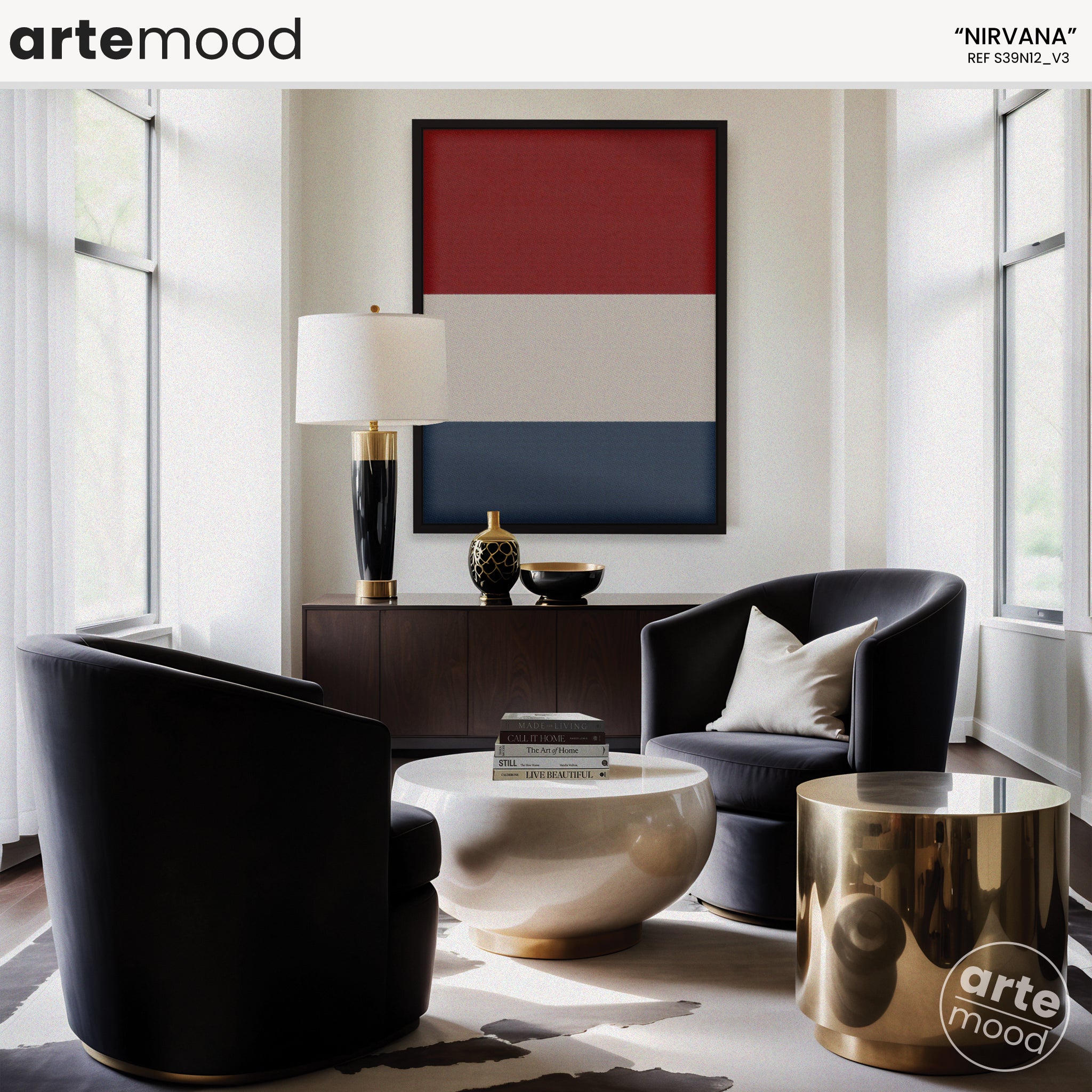 Abstract Artwork Print - Modern Art Canvas - Red, White, Blue, Canvas Wall Art Print Contemporary