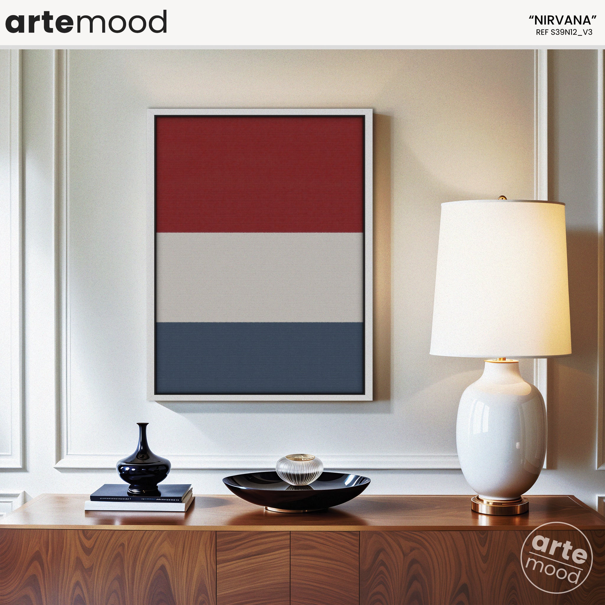 Abstract Artwork Print - Modern Art Canvas - Red, White, Blue, Canvas Wall Art Print Contemporary