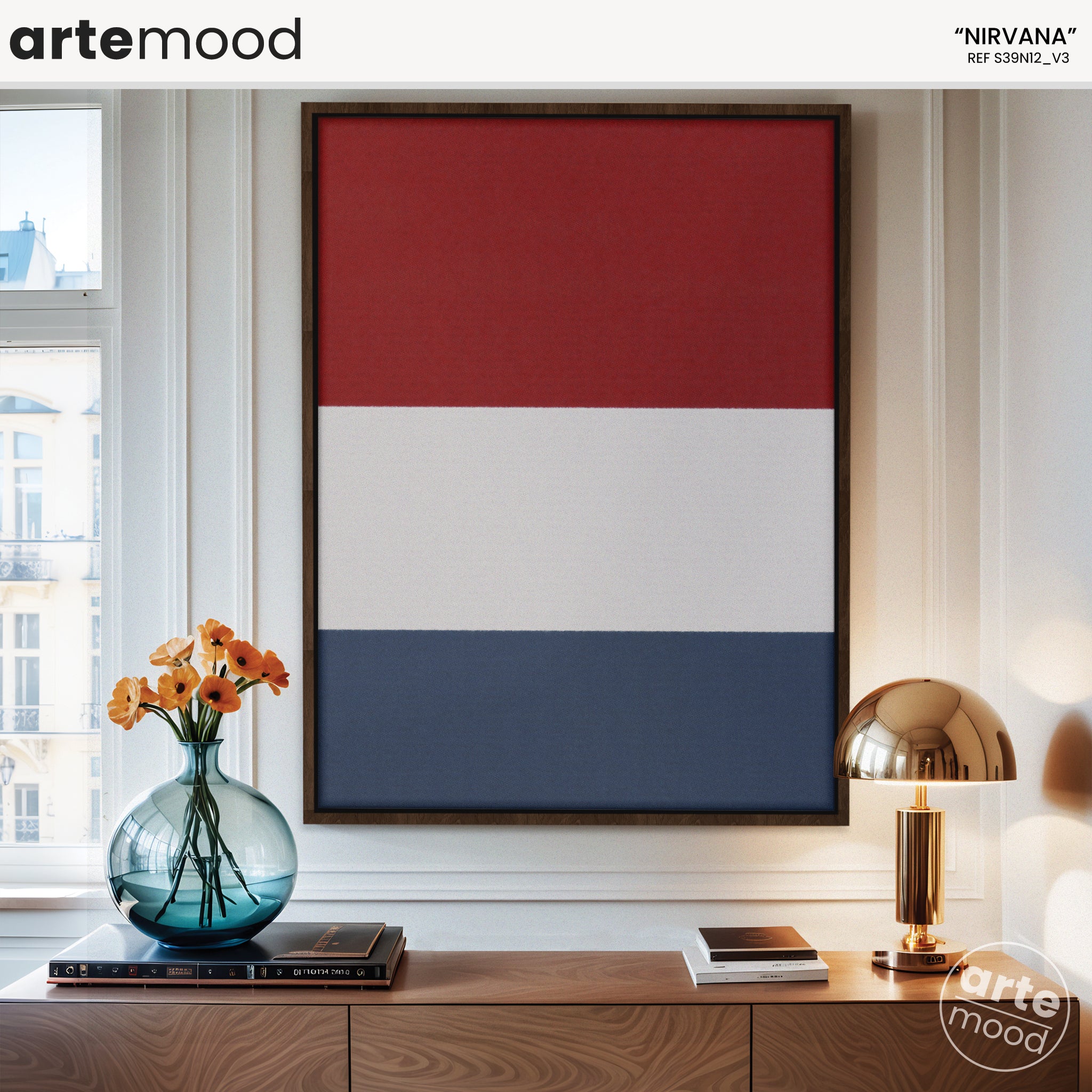 Abstract Artwork Print - Modern Art Canvas - Red, White, Blue, Canvas Wall Art Print Contemporary