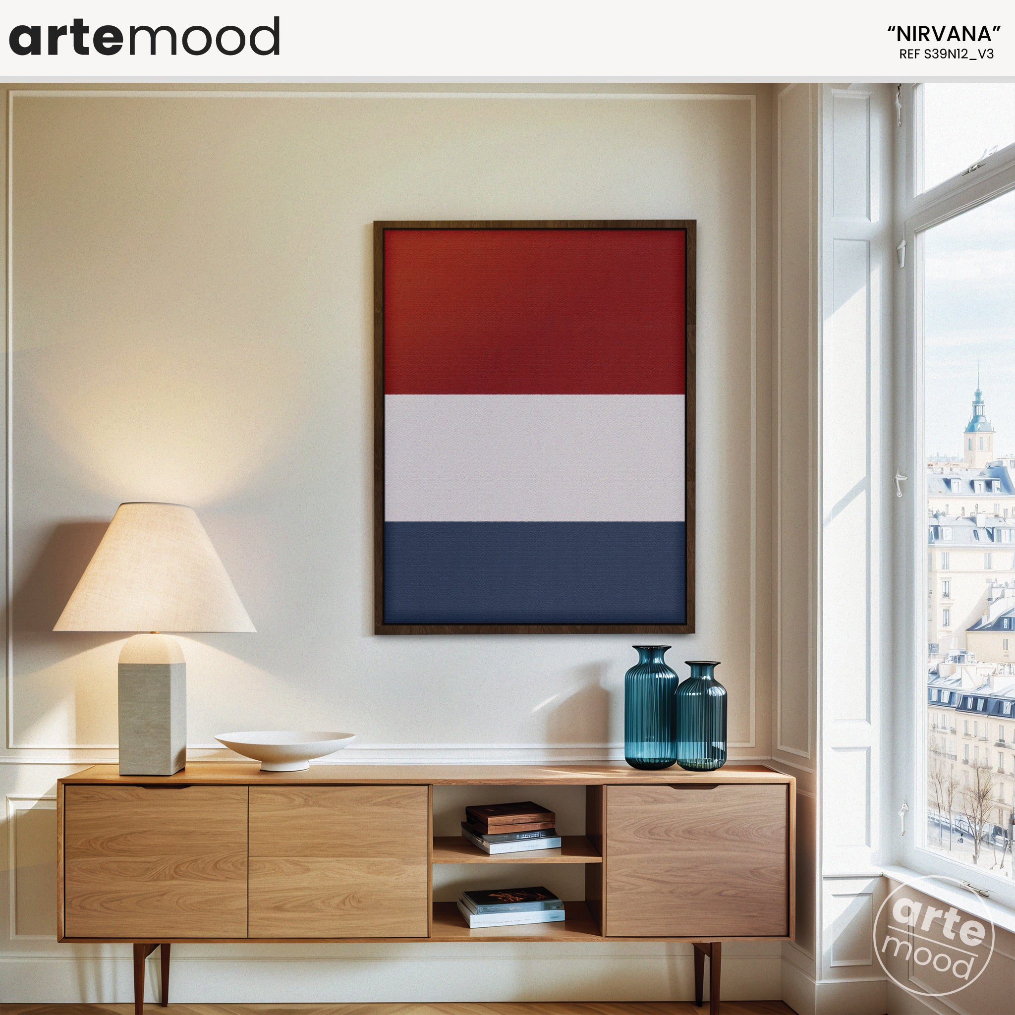 Abstract Artwork Print - Modern Art Canvas - Red, White, Blue, Canvas Wall Art Print Contemporary