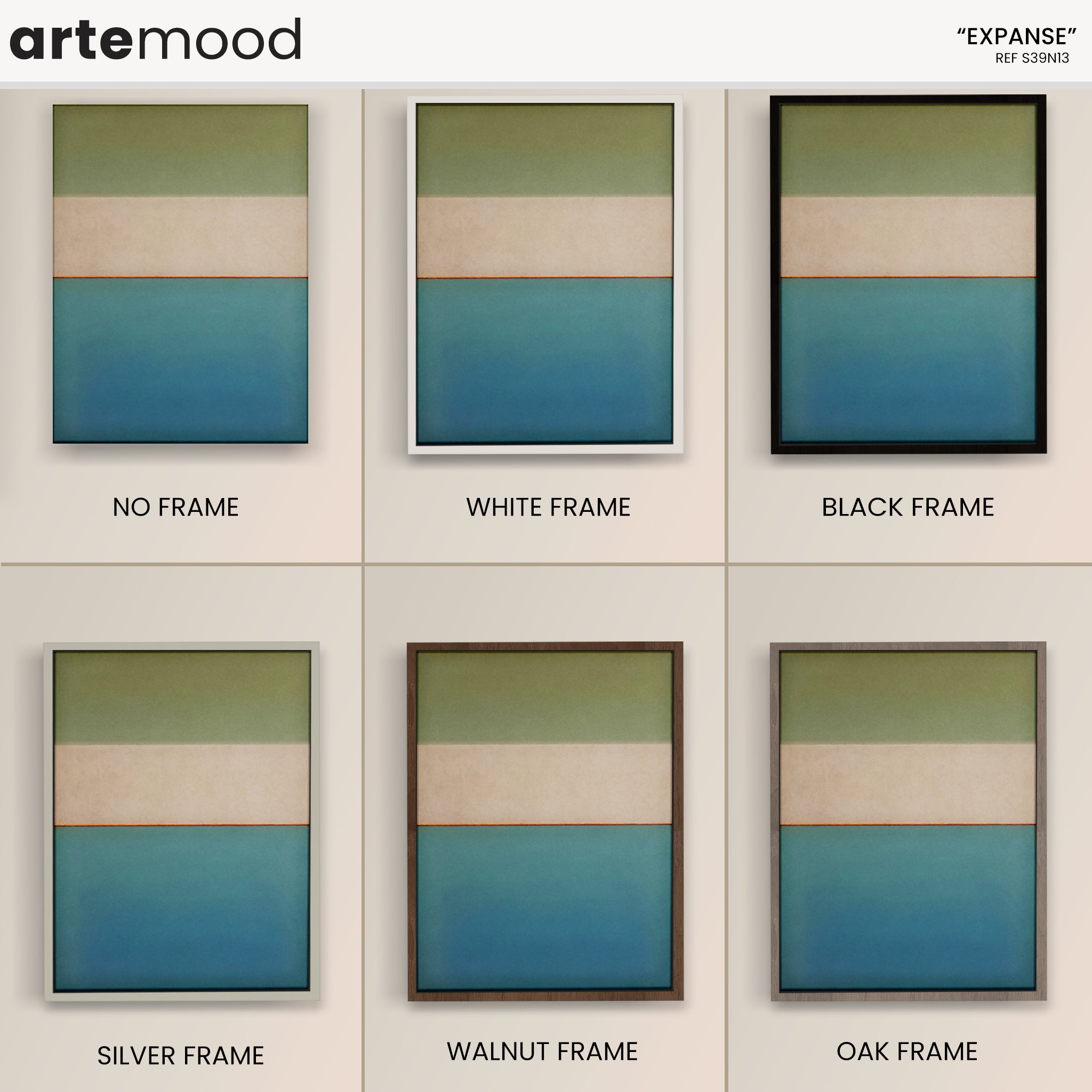 Color Field Artwork Print On Canvas - Minimalist, Green, Blue, Modern Rothko Style Art Print Framed