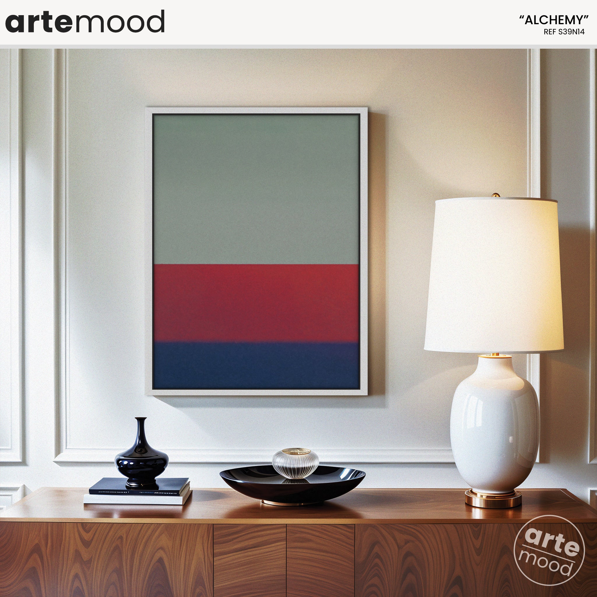 Color Field Artwork Print On Canvas - Minimalist, Zen, Red, Grey, Blue, Classical, Serene, Modern