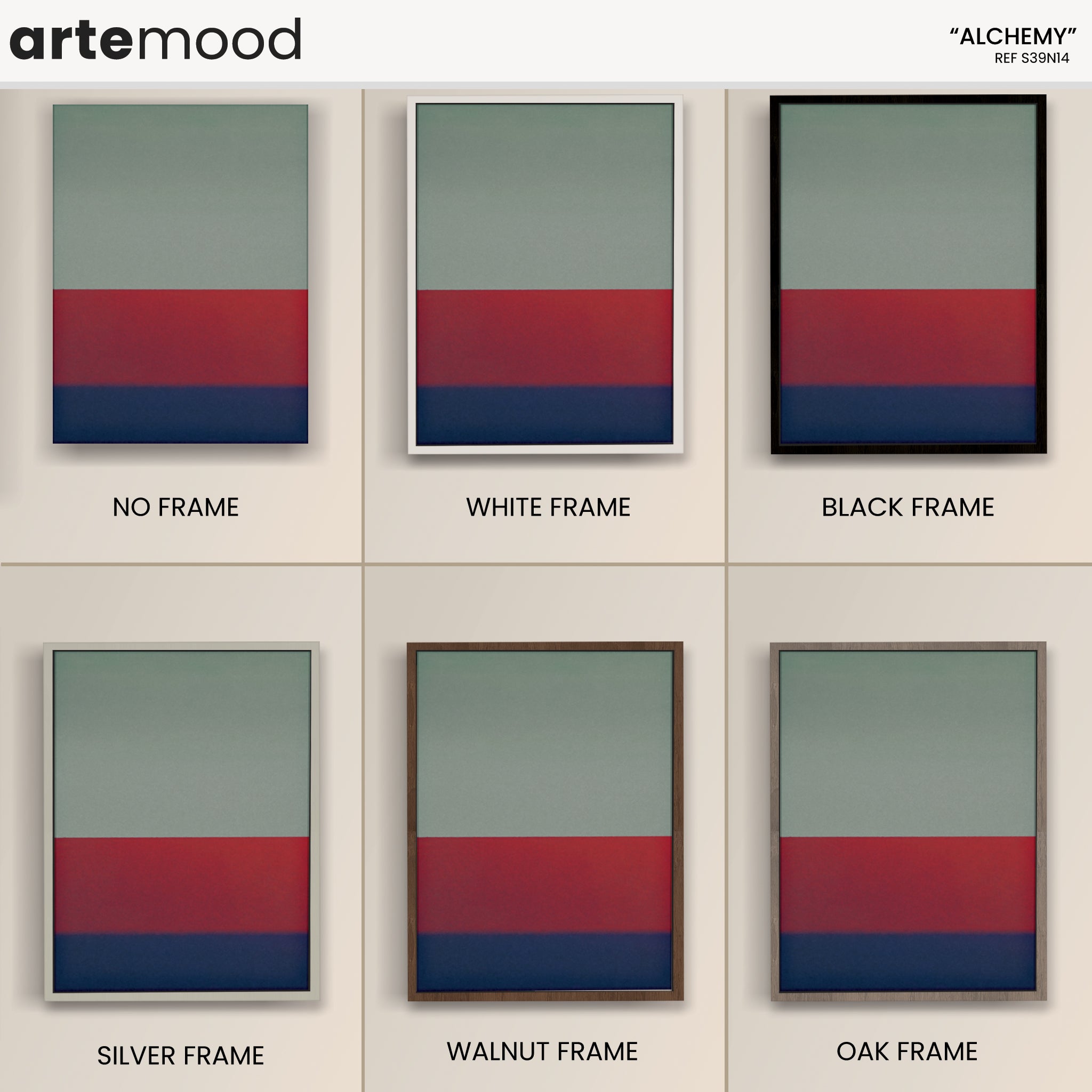 Color Field Artwork Print On Canvas - Minimalist, Zen, Red, Grey, Blue, Classical, Serene, Modern