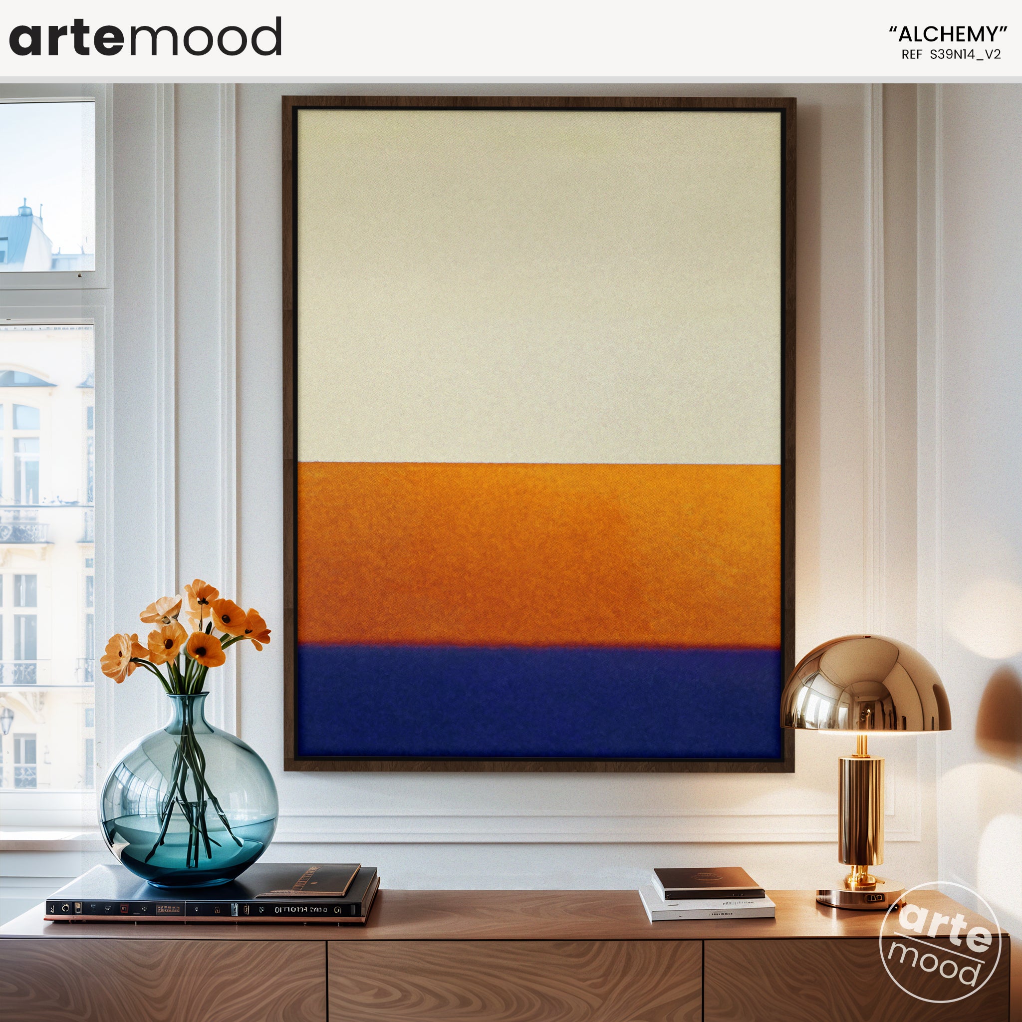 Color Field Artwork Print On Canvas - Minimalist, Zen, White, Orange, Blue, Rothko Style Wall Art