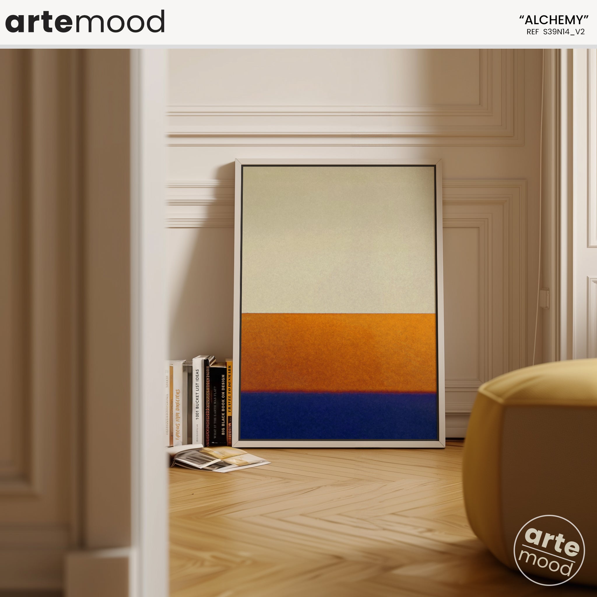 Color Field Artwork Print On Canvas - Minimalist, Zen, White, Orange, Blue, Rothko Style Wall Art