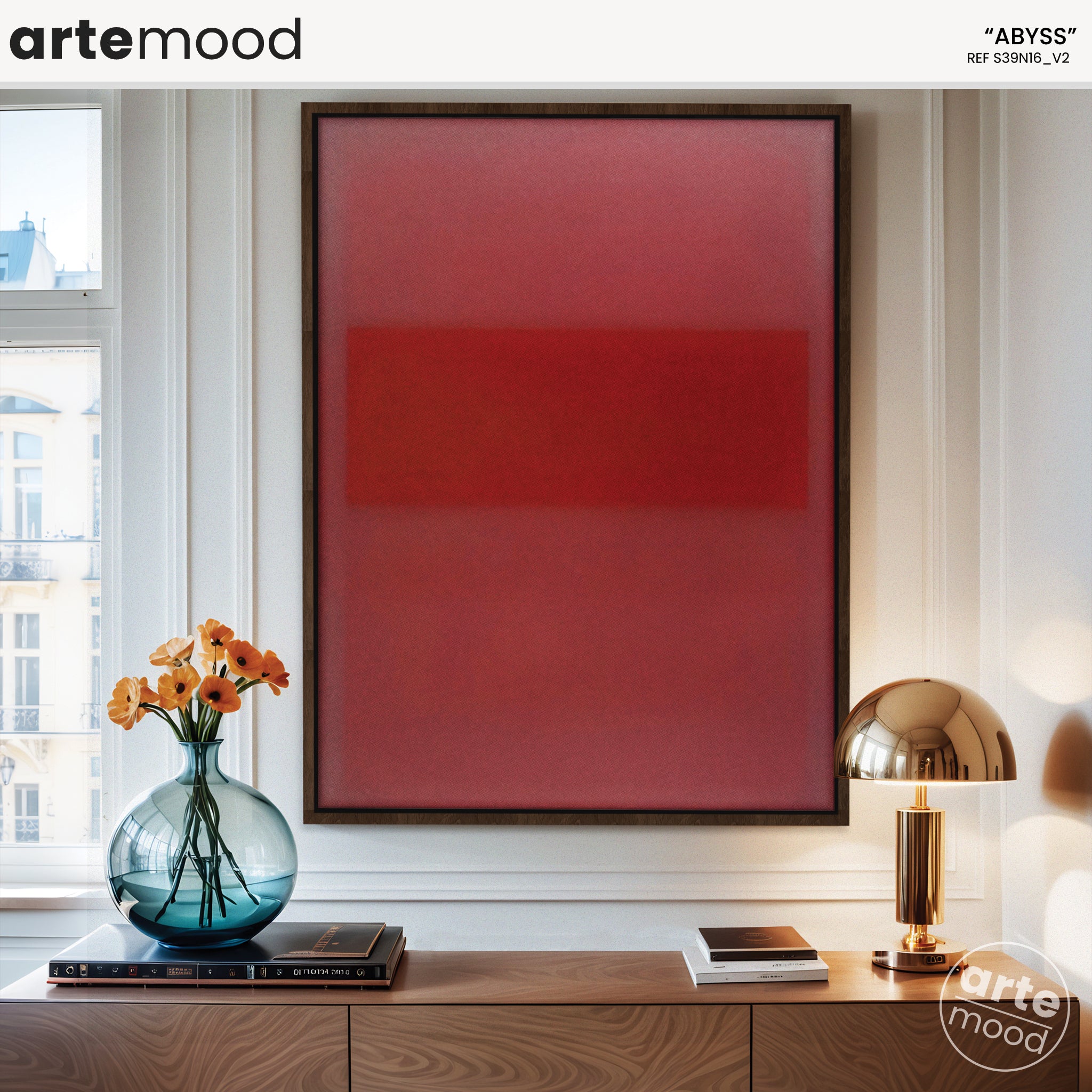 Color Field Artwork Print On Canvas - Minimalist, Zen, Red Color, Rothko Inspired Art Print