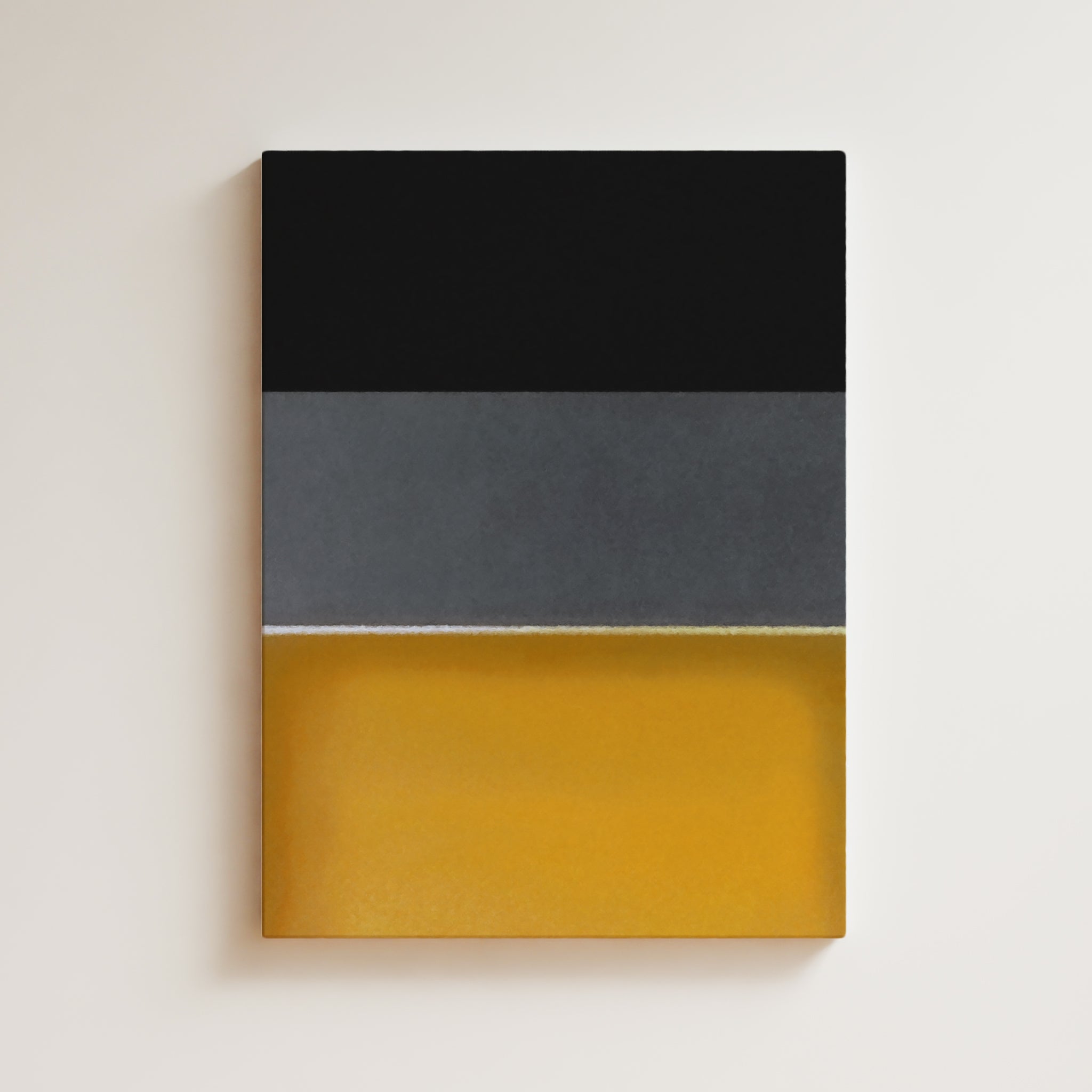 Color Field Artwork Print On Canvas - Minimalist, Zen, Yellow, Black, Grey, Vibrant, Energetic, Rothko Yellow Mood