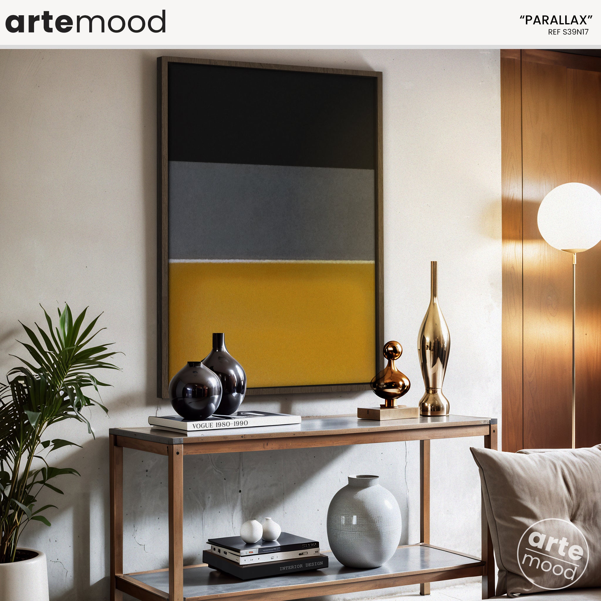 Color Field Artwork Print On Canvas - Minimalist, Zen, Yellow, Black, Grey, Vibrant, Energetic, Rothko Yellow Mood