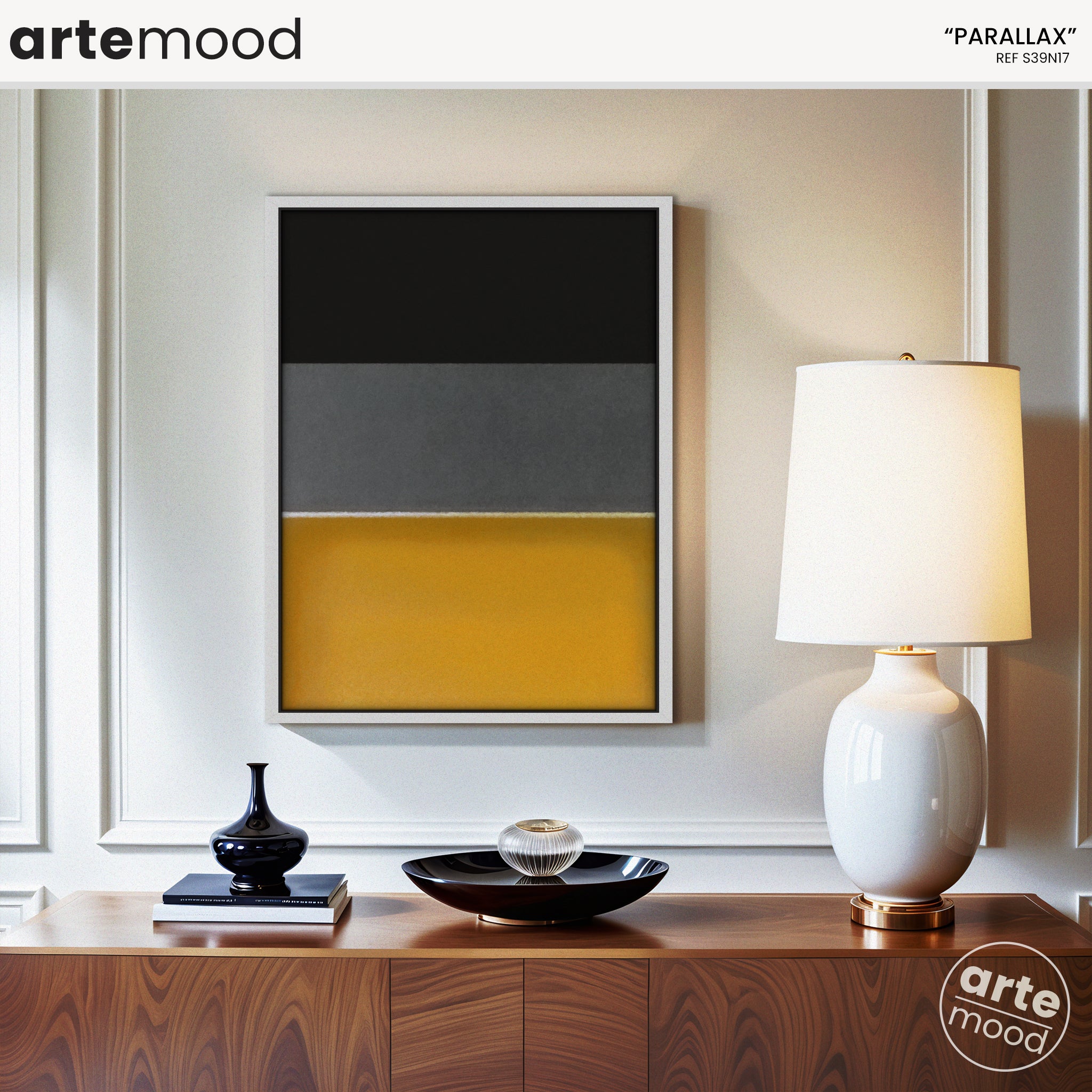 Color Field Artwork Print On Canvas - Minimalist, Zen, Yellow, Black, Grey, Vibrant, Energetic, Rothko Yellow Mood