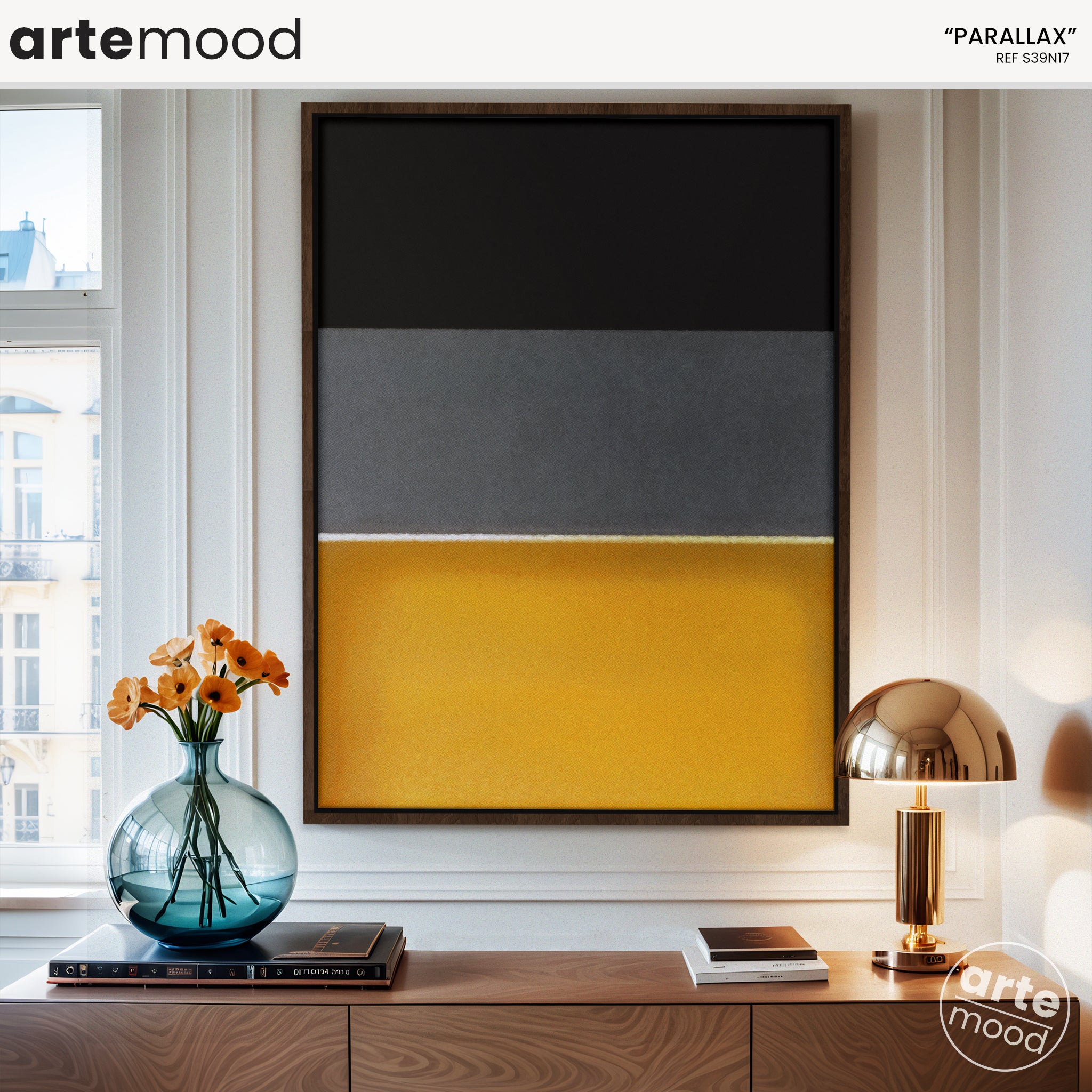 Color Field Artwork Print On Canvas - Minimalist, Zen, Yellow, Black, Grey, Vibrant, Energetic, Rothko Yellow Mood