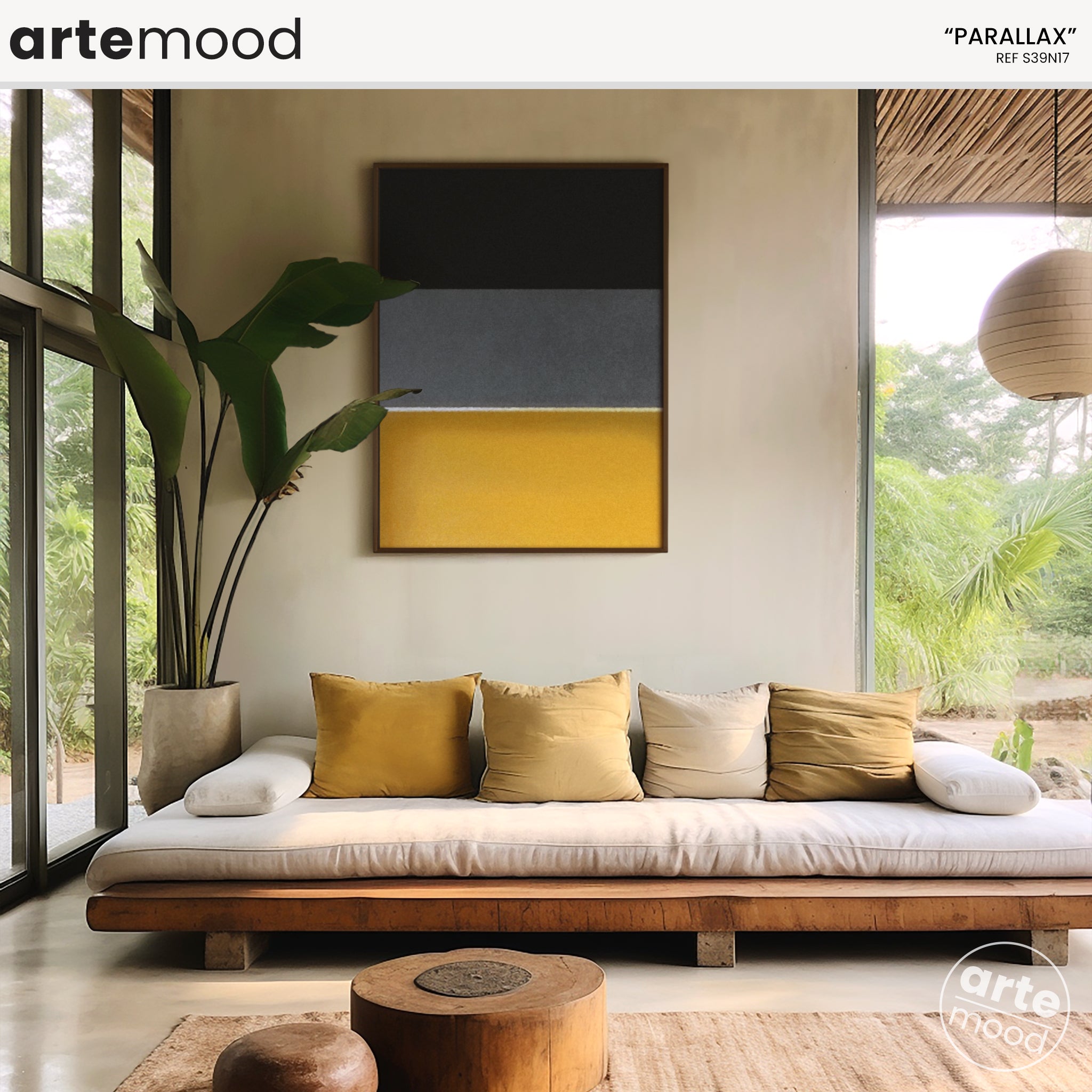 Color Field Artwork Print On Canvas - Minimalist, Zen, Yellow, Black, Grey, Vibrant, Energetic, Rothko Yellow Mood