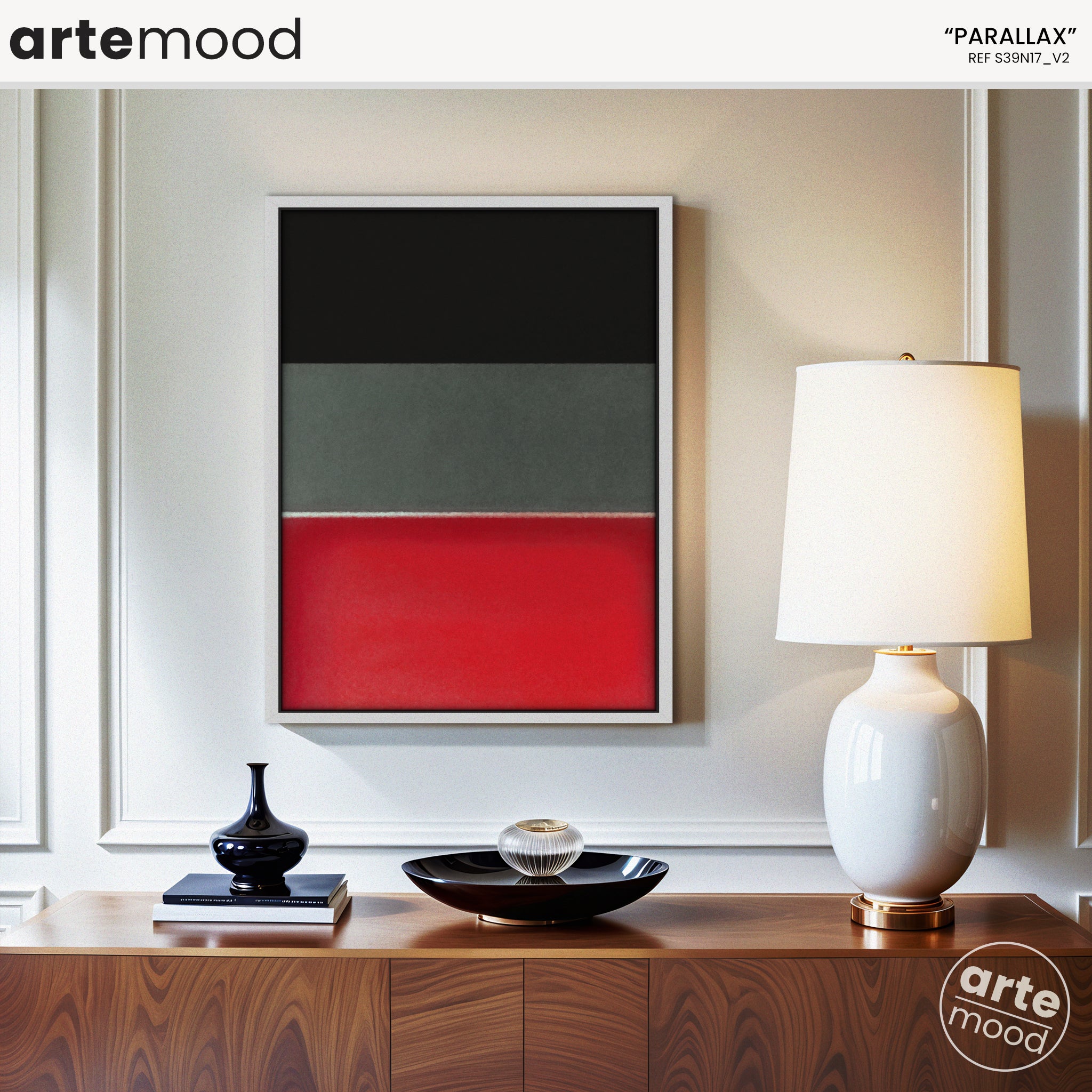 Color Field Artwork Print On Canvas - Minimalist, Zen, Black, Grey, Red, Rothko Style Wall Art Print