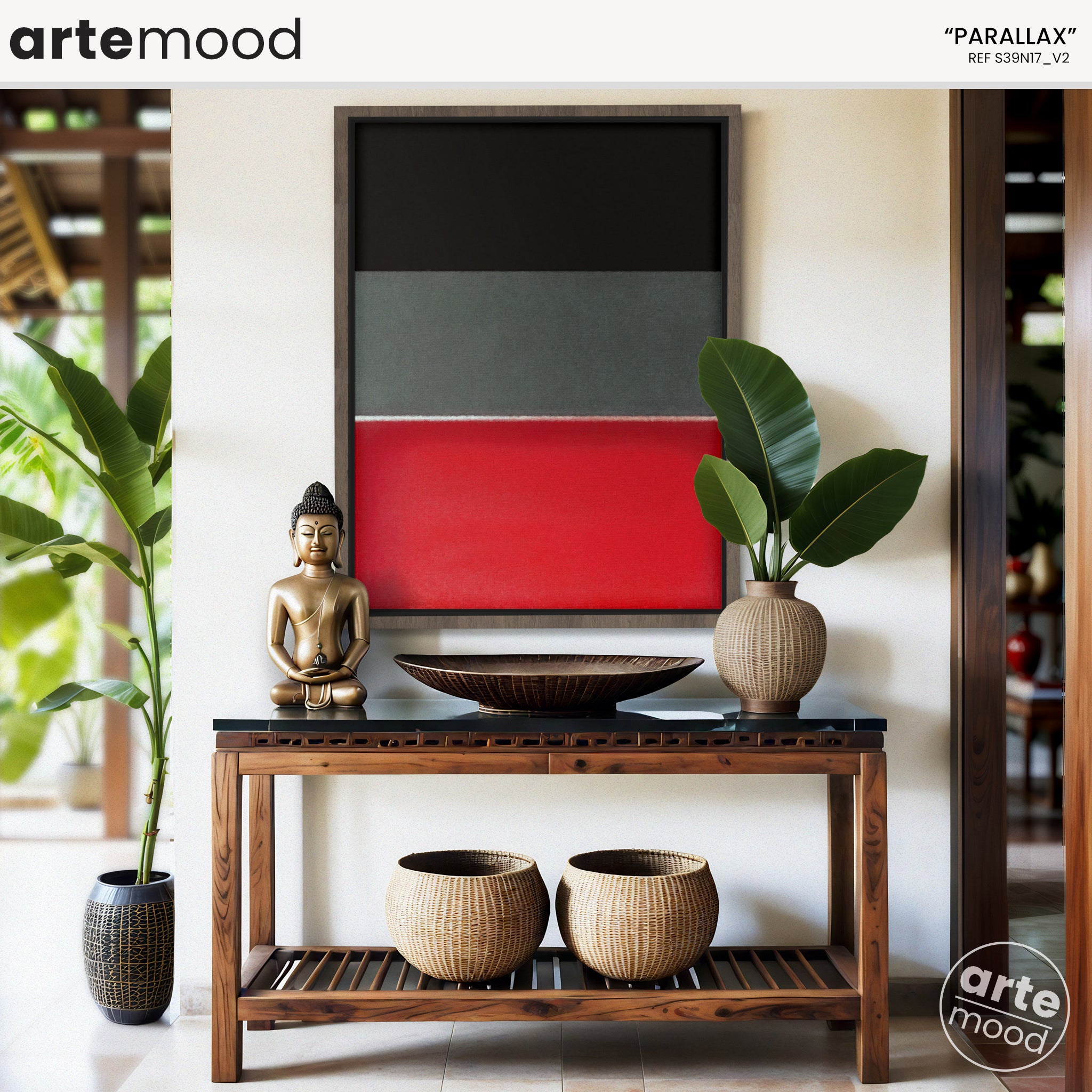 Color Field Artwork Print On Canvas - Minimalist, Zen, Black, Grey, Red, Rothko Style Wall Art Print