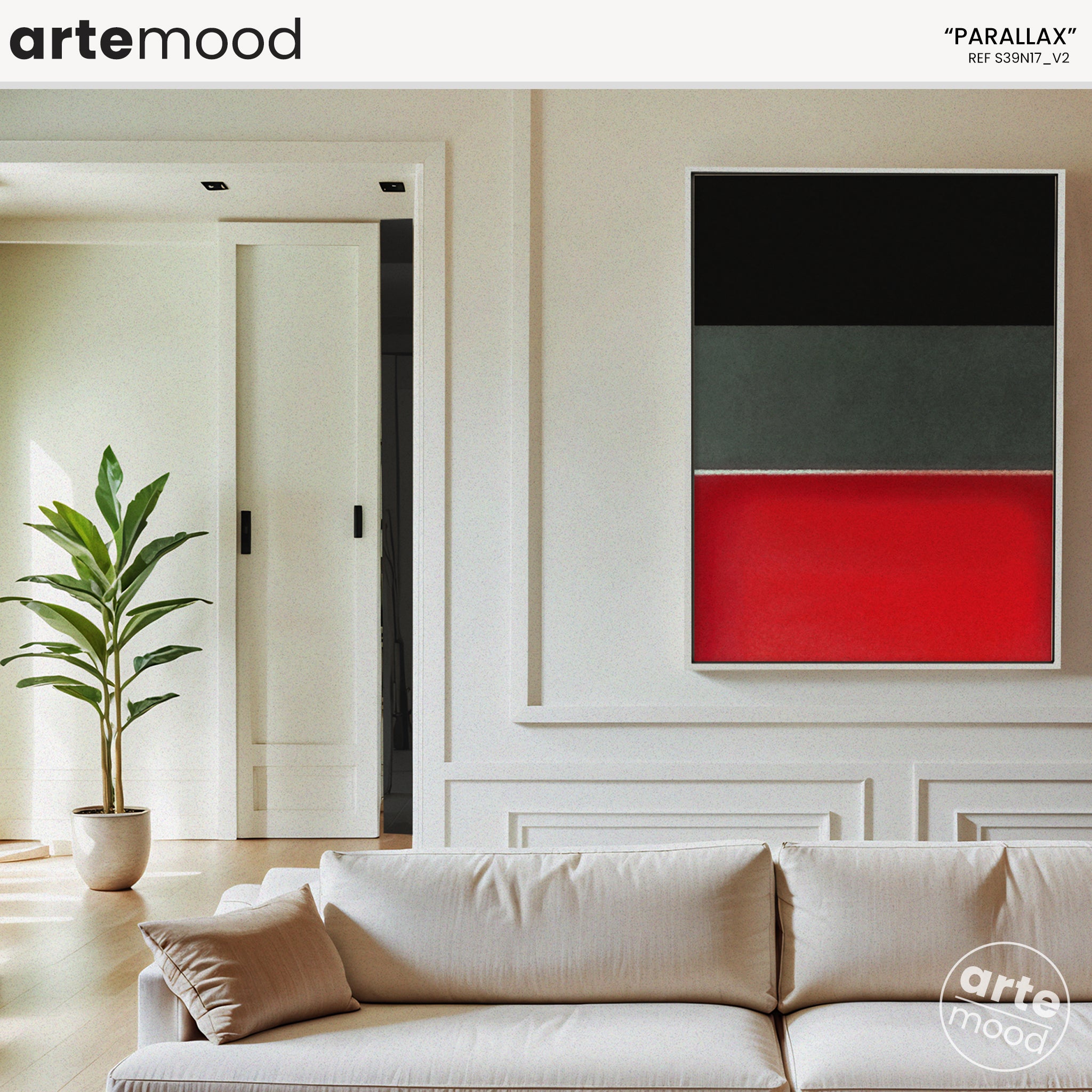 Color Field Artwork Print On Canvas - Minimalist, Zen, Black, Grey, Red, Rothko Style Wall Art Print