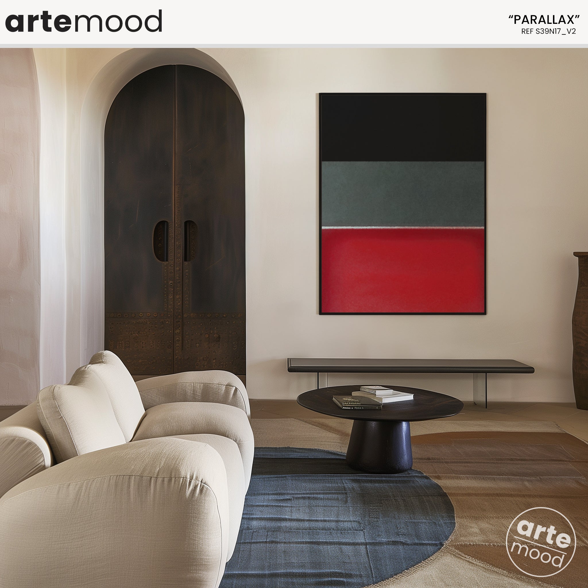 Color Field Artwork Print On Canvas - Minimalist, Zen, Black, Grey, Red, Rothko Style Wall Art Print