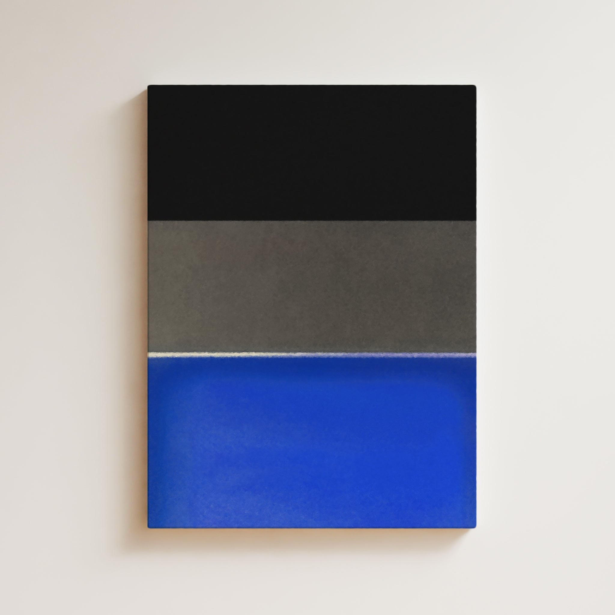 Color Field Artwork Print On Canvas - Minimalist, Zen, Black, Grey, Blue, Chic Rothko Style Wall Art